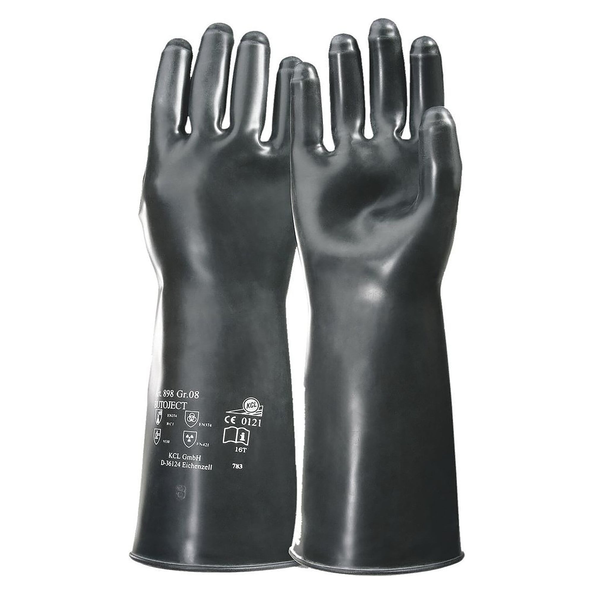 Gant de protection chimique Butoject en butyle, 350 mm, bord roulé, noir - DS Safety Wear HS-BUTO