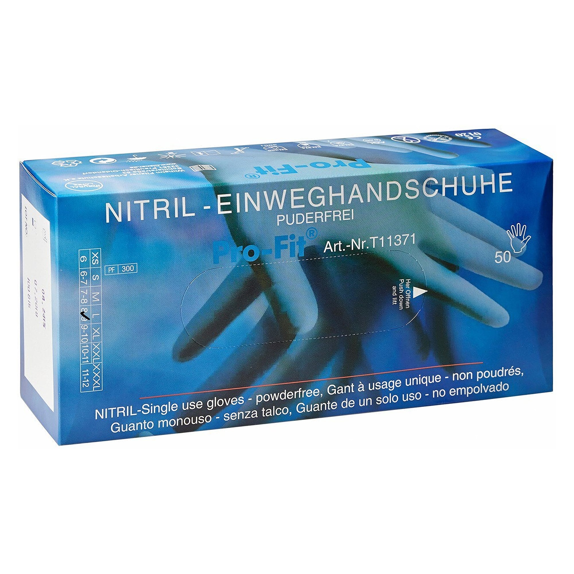 Gant nitrile Premium, 30 cm, non poudré, bleu, boîte de 50 - DS Safety Wear HS-HRC