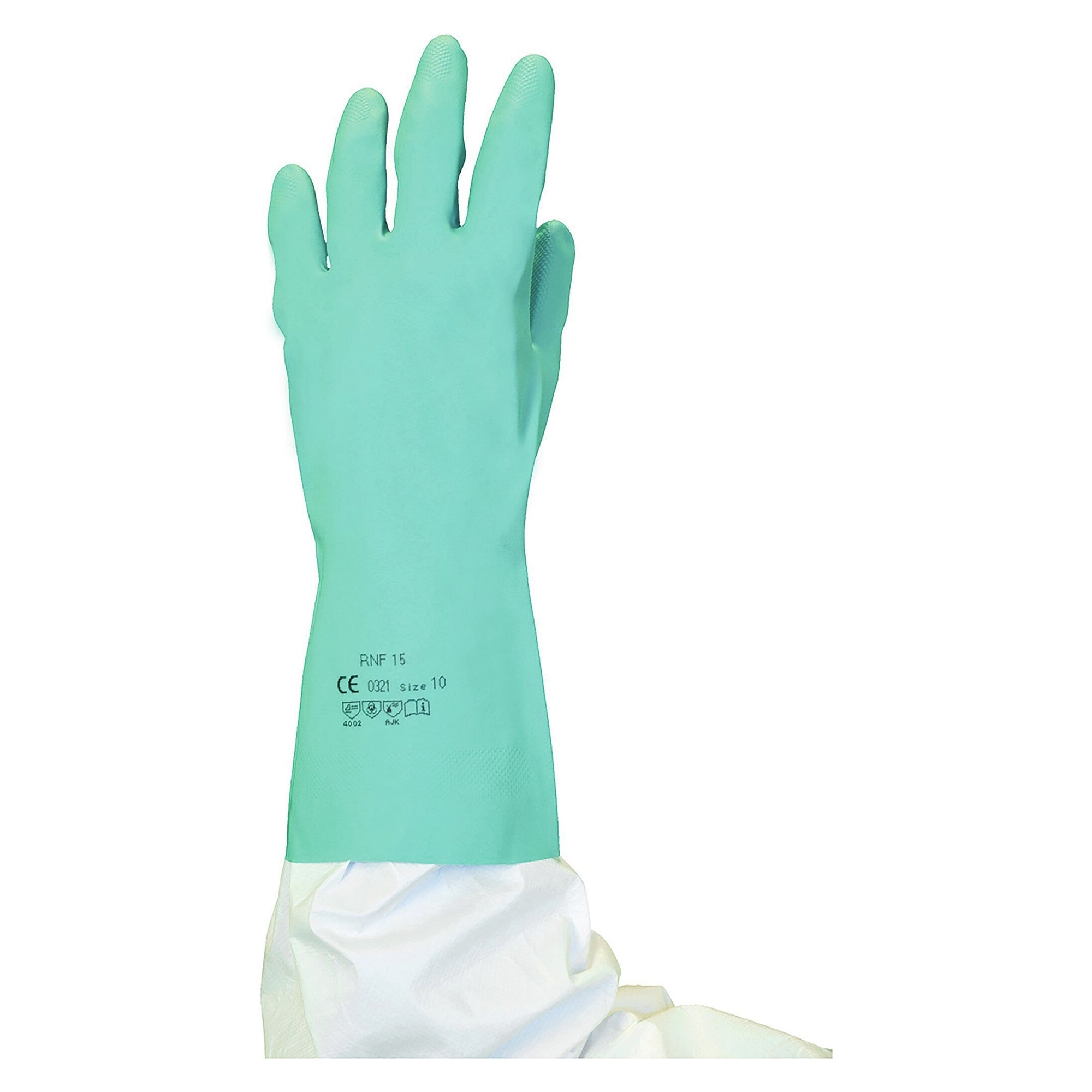 Gant de protection chimique en nitrile, 30 cm, entièrement enduit, EN 374-1, vert - DS Safety Wear HS-NG