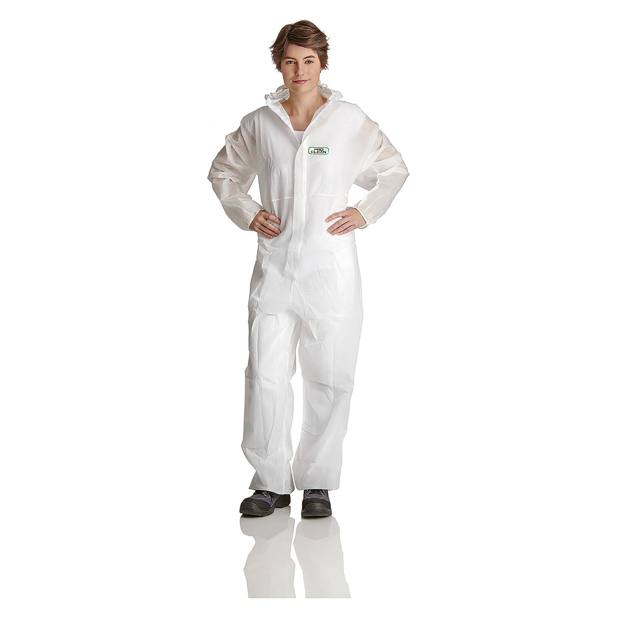Einweg-Overall ProClean 55 g/m² mit Kapuze, antistatisch nach EN 1149-5, weiß - DS Safety Wear PC