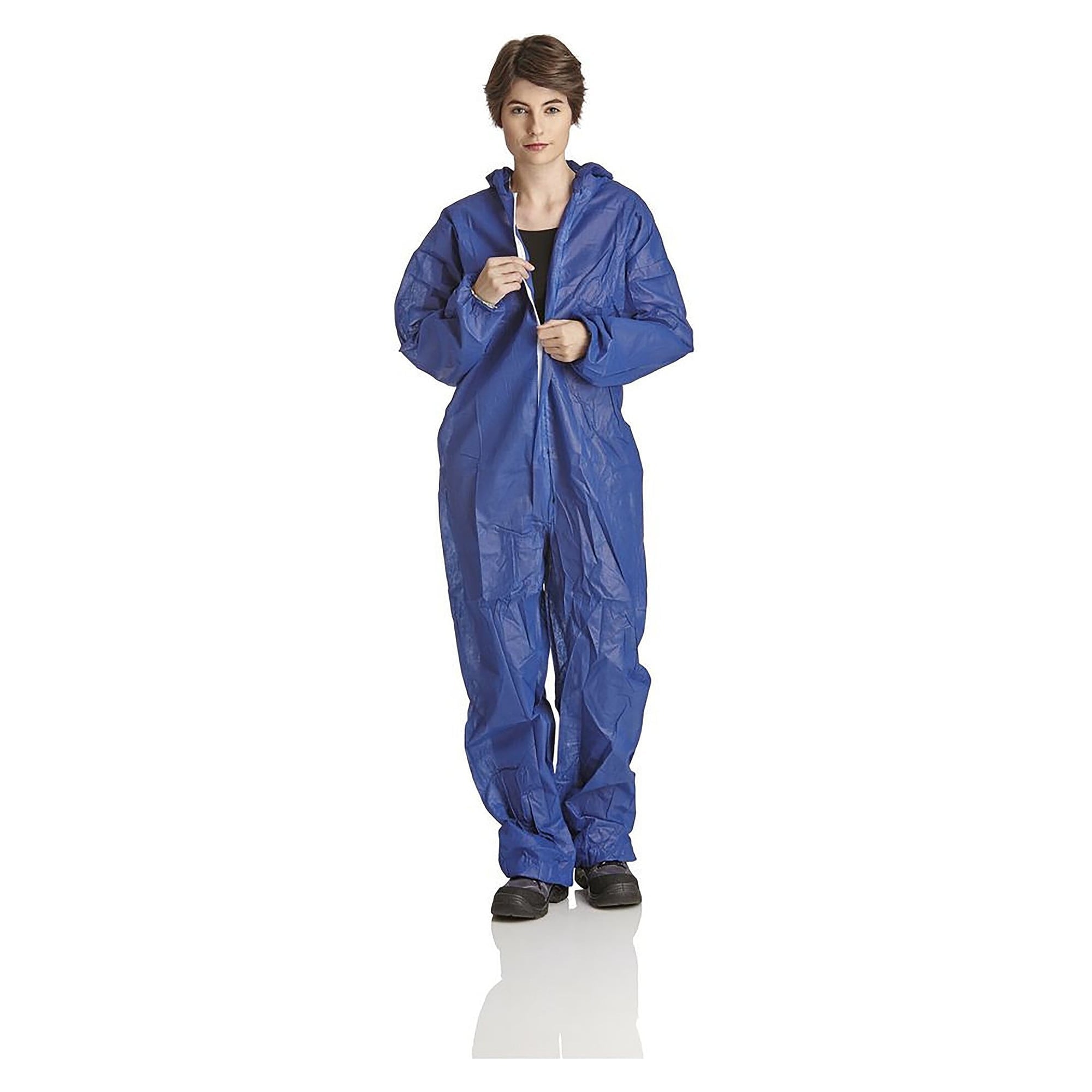 Einweg-Overall aus PP-Vlies 40 g/m² mit Kapuze, atmungsaktiv, blau - DS Safety Wear PP40B