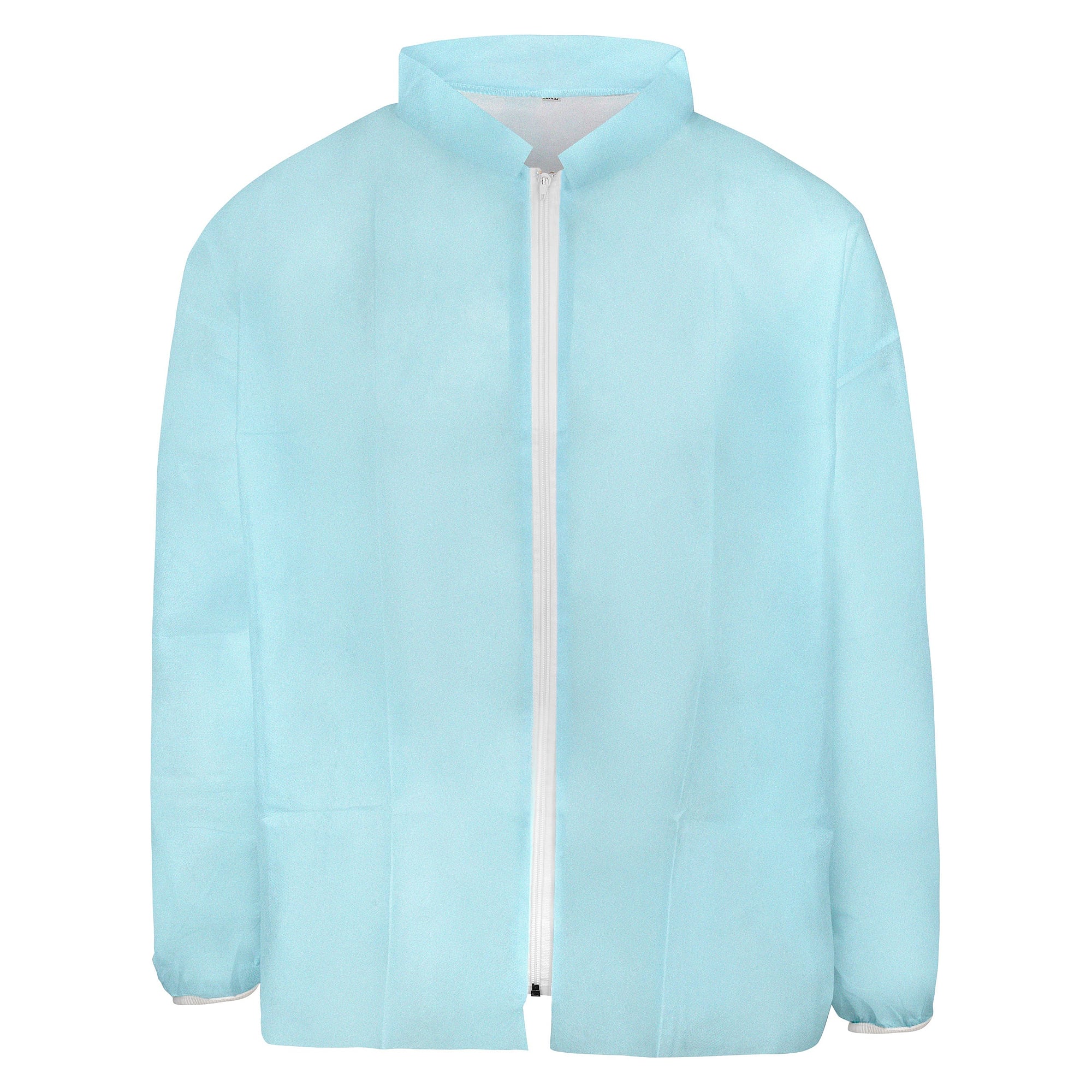 Einweg-Jacke aus PP-Vlies 28 g/m² mit doppeltem Stehkragen und Reißverschluss, blau - DS Safety Wear PPJAB