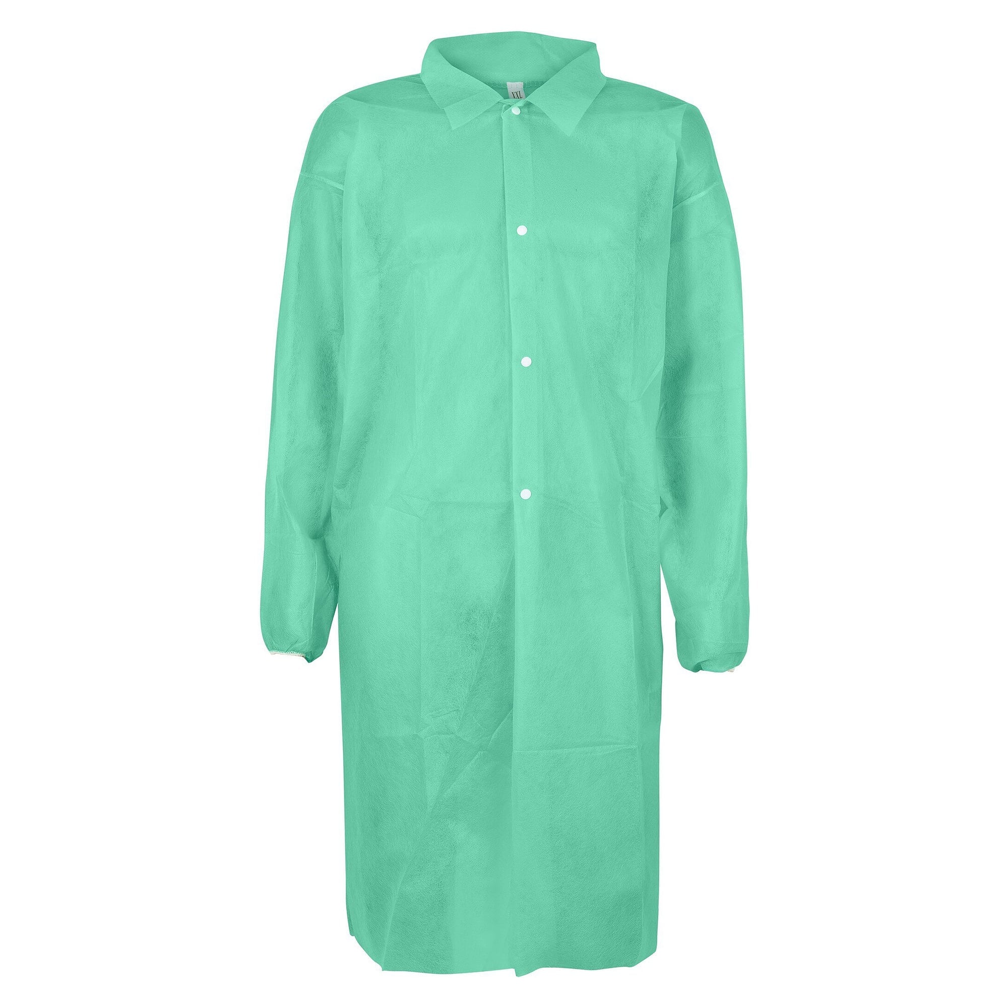 Blouse jetable en non-tissé PP 28 g/m², col, 4 boutons-pression, poignets élastiques, verte - DS Safety Wear PPKIG