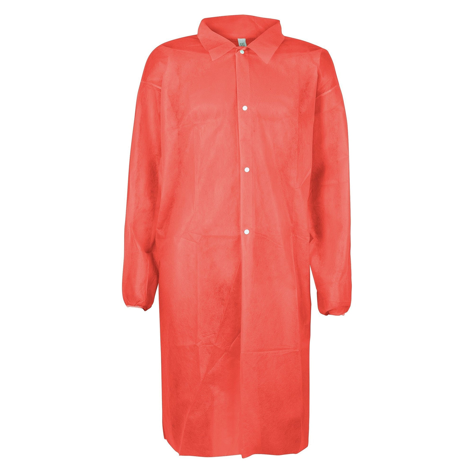 Blouse jetable en non-tissé PP 28 g/m², col, 4 boutons-pression, poignets élastiques, rouge - DS Safety Wear PPKIR