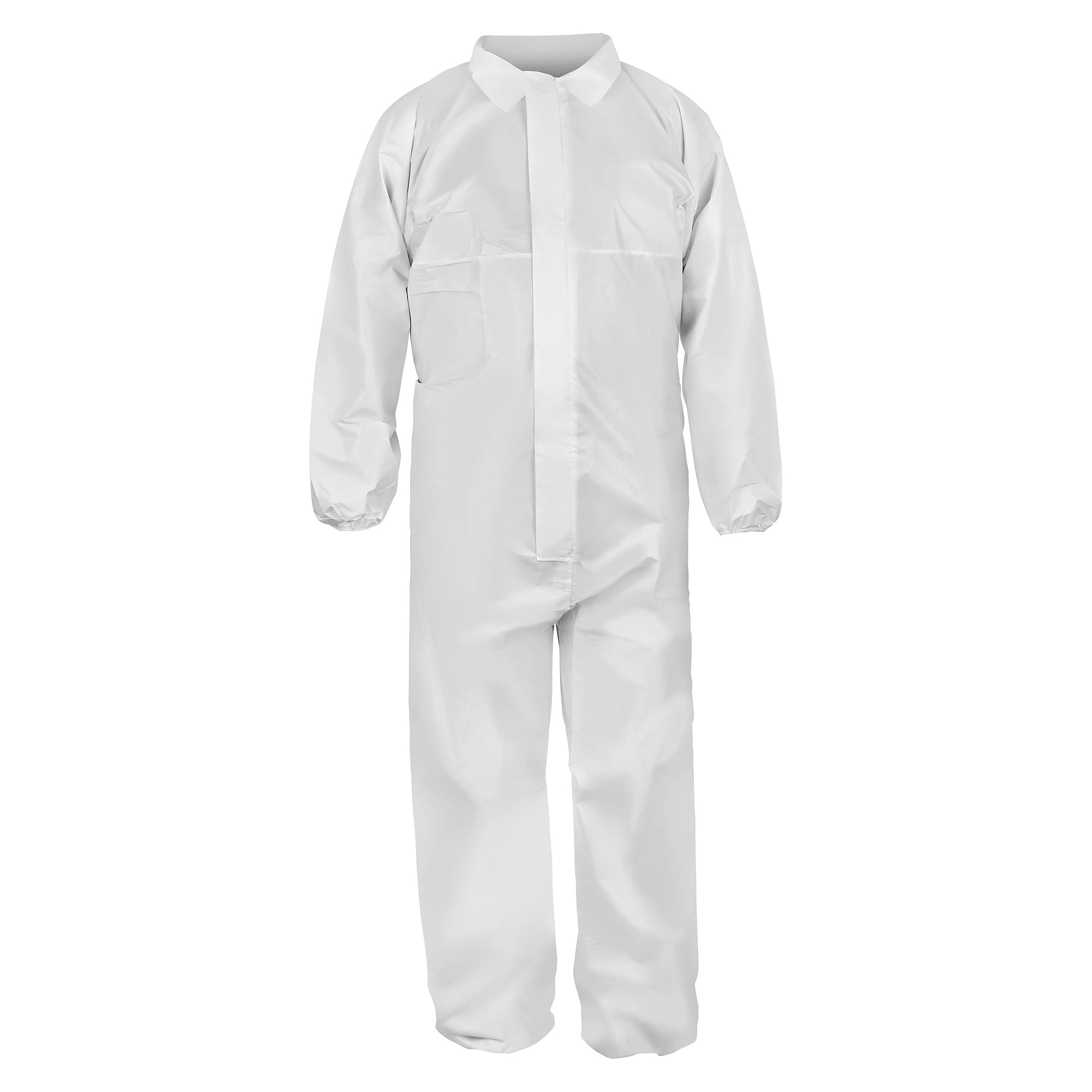 Combinaison jetable en non-tissé PP 28 g/m² avec col et élastiques, blanche, CE cat. I - DS Safety Wear PPK