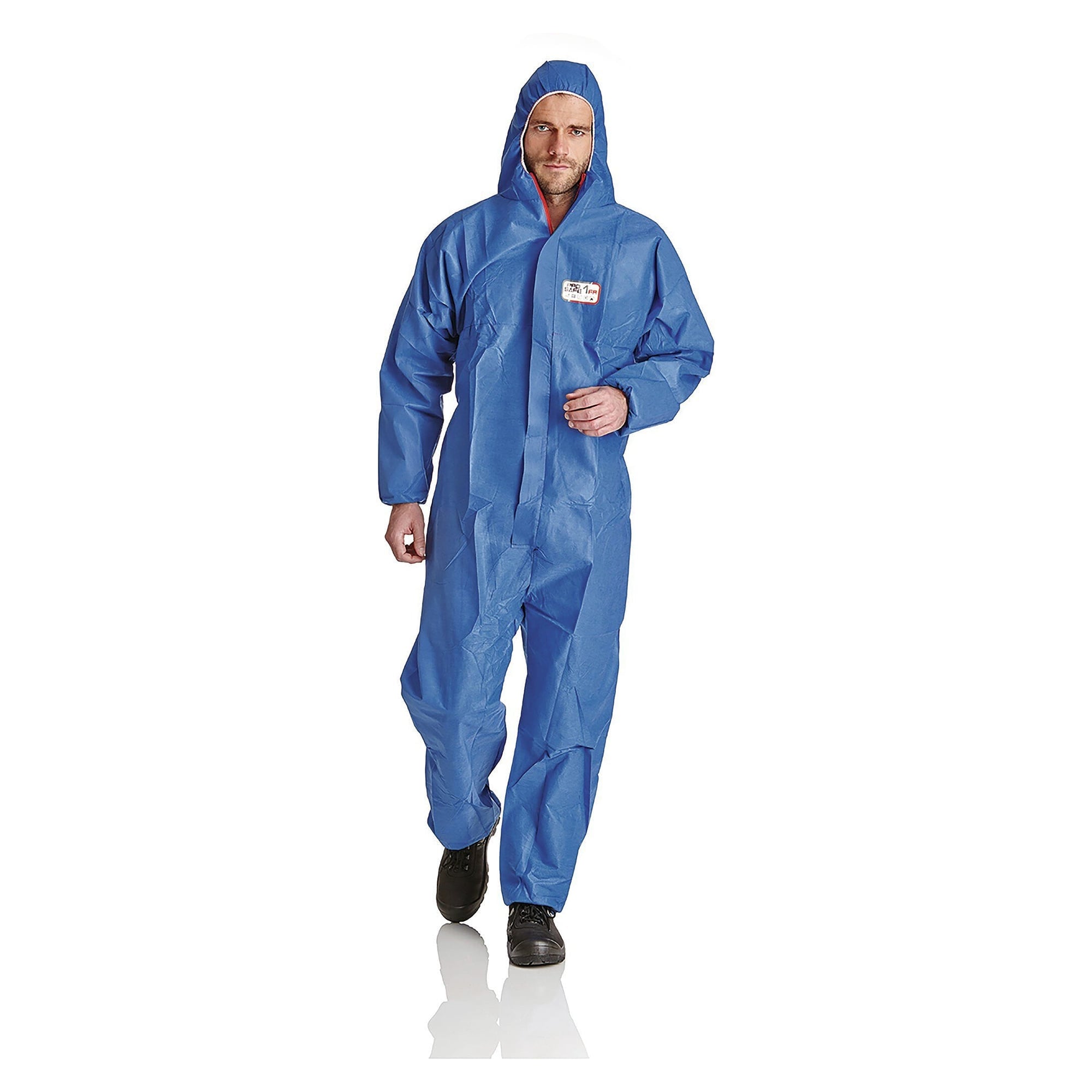 ProSafe 1FR Schutzoverall aus 4-lagigem SMMS, flammhemmend, antistatisch, mit Kapuze, blau - DS Safety Wear PS1FR