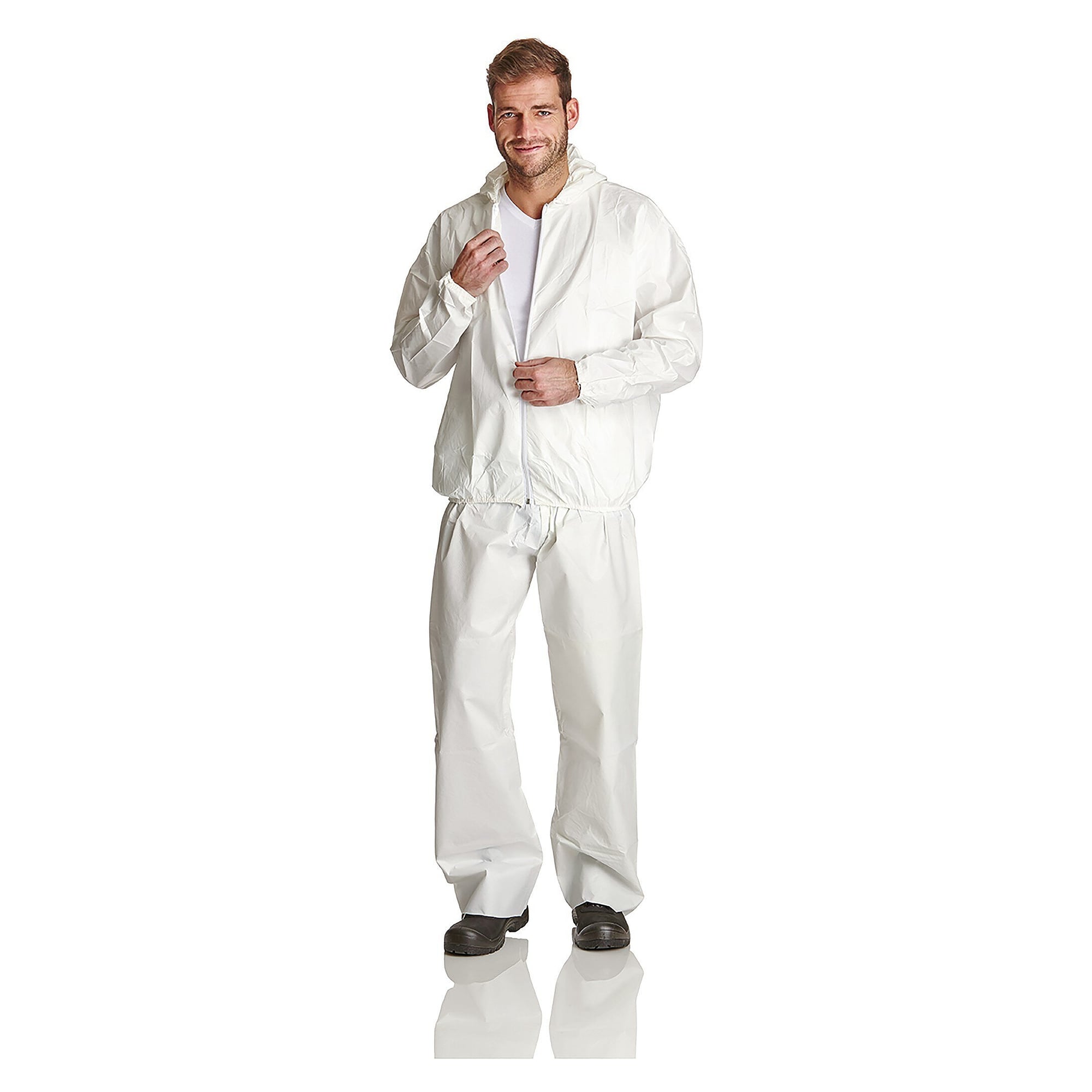 Veste jetable ProSafe 2 à capuche, laminé microporeux, antistatique, blanche - DS Safety Wear PS2JA
