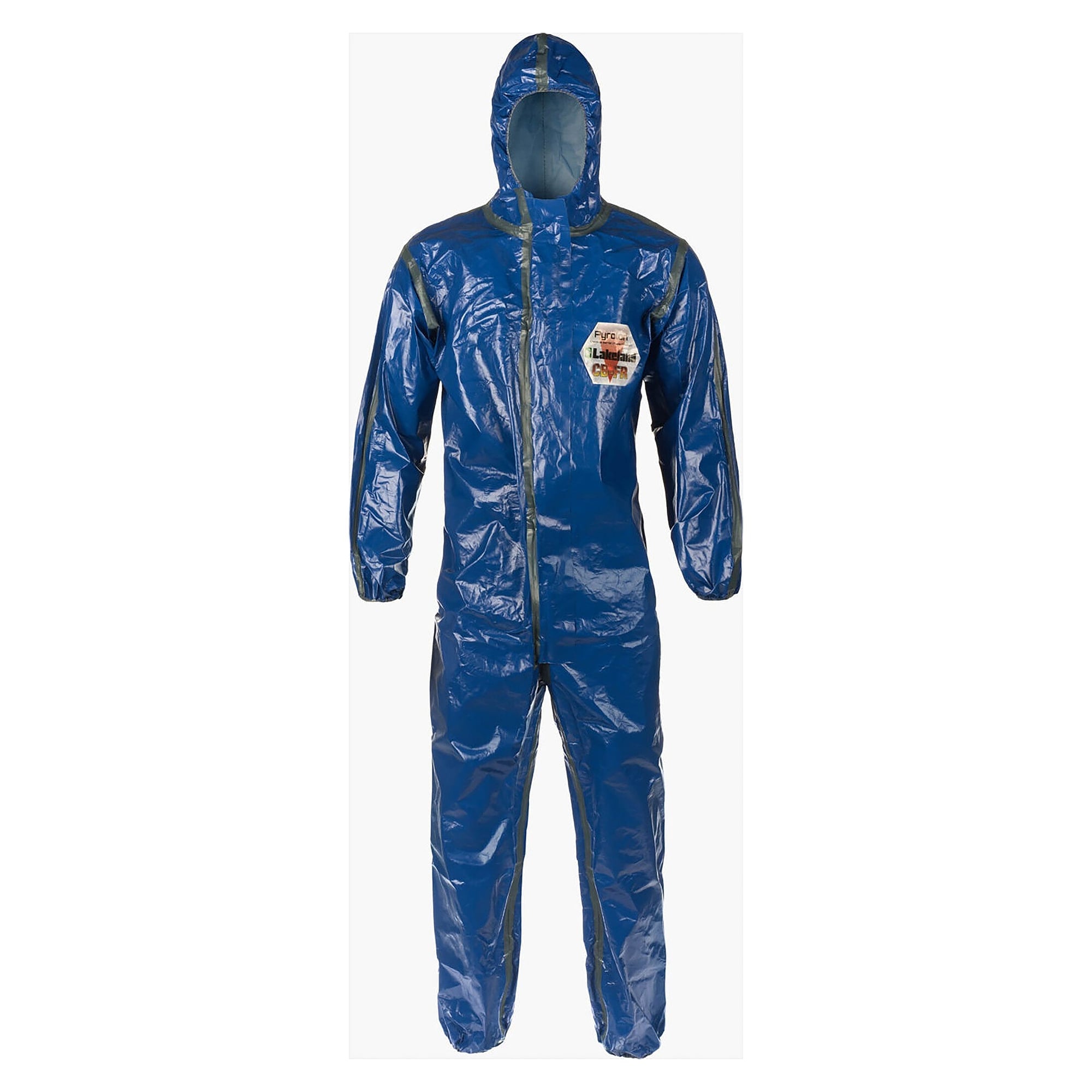 Pyrolon CBFR chemical protective coverall, flame retardant, type 3 to 6, hooded, blue - DS Safety Wear PYROCB