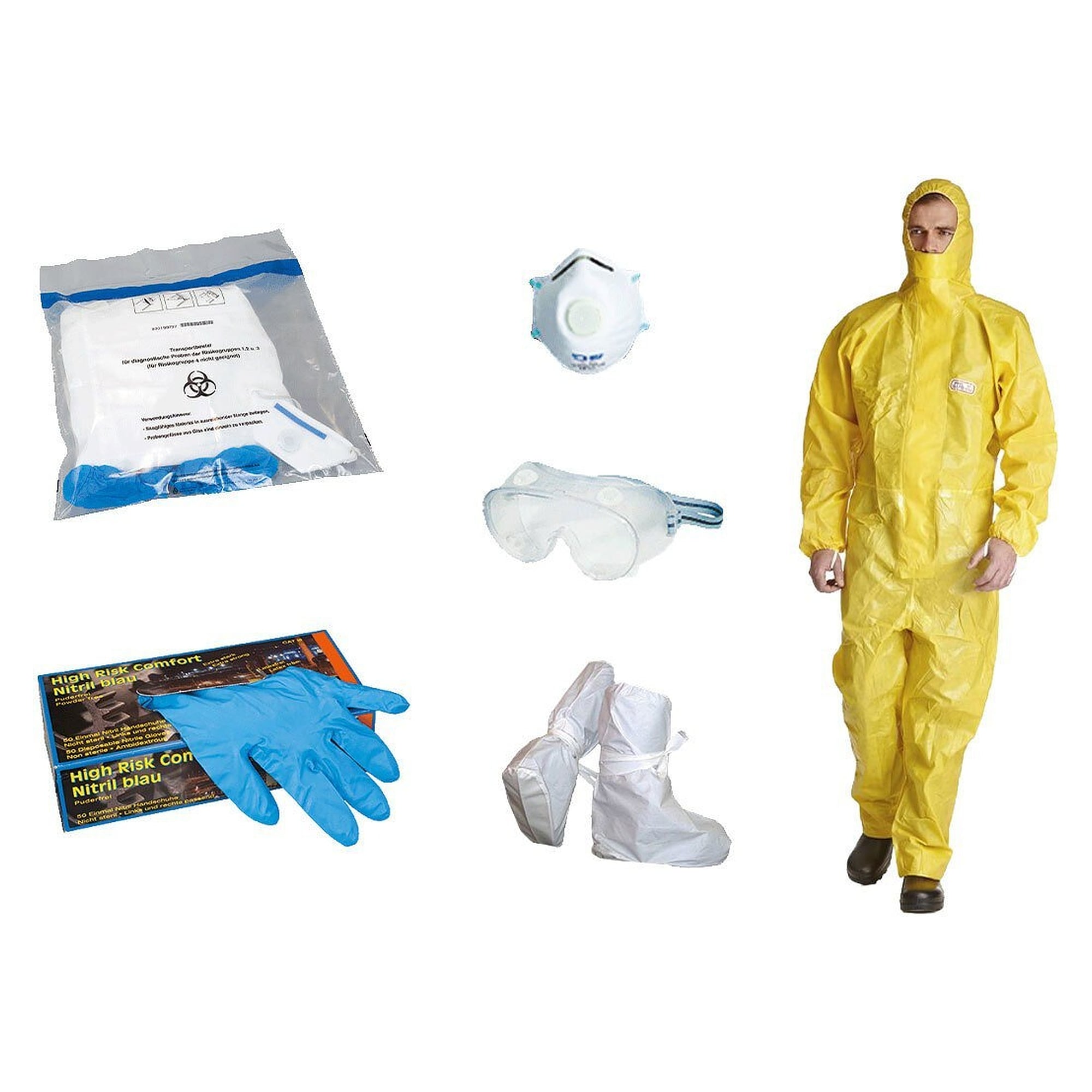 Infektionsschutzset TOP PLUS für Bioschutzstufe 2 und 3, mit Overall und FFP3-Maske - DS Safety Wear SET-TP