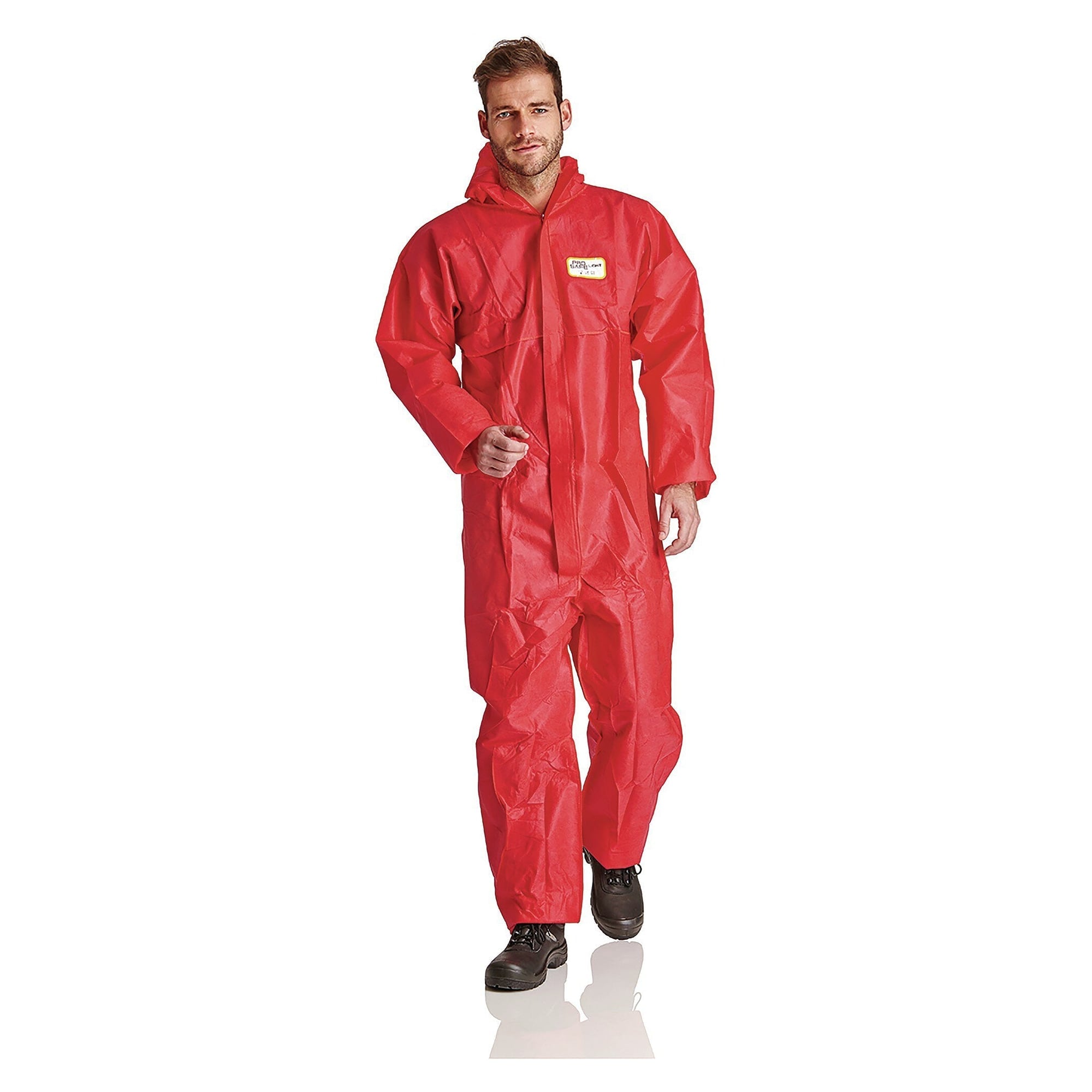Einweg-Schutzoverall ProSafe LIGHT aus 3-lagigem SMS mit Kapuze, rot - DS Safety Wear SMSR