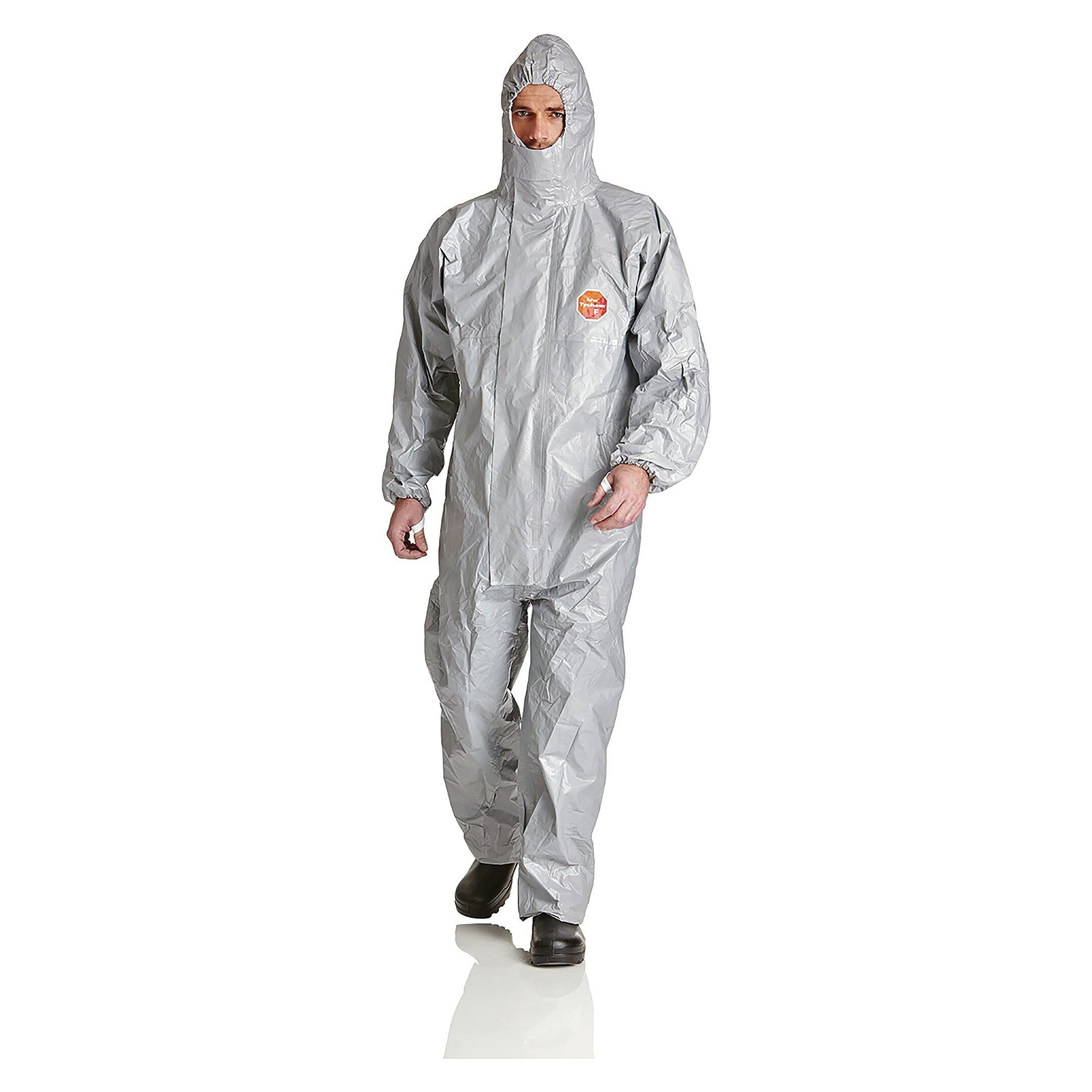 Combinaison de protection chimique Tychem F, étanche jusqu'à 5 bar, capuche, gris - DS Safety Wear TYF
