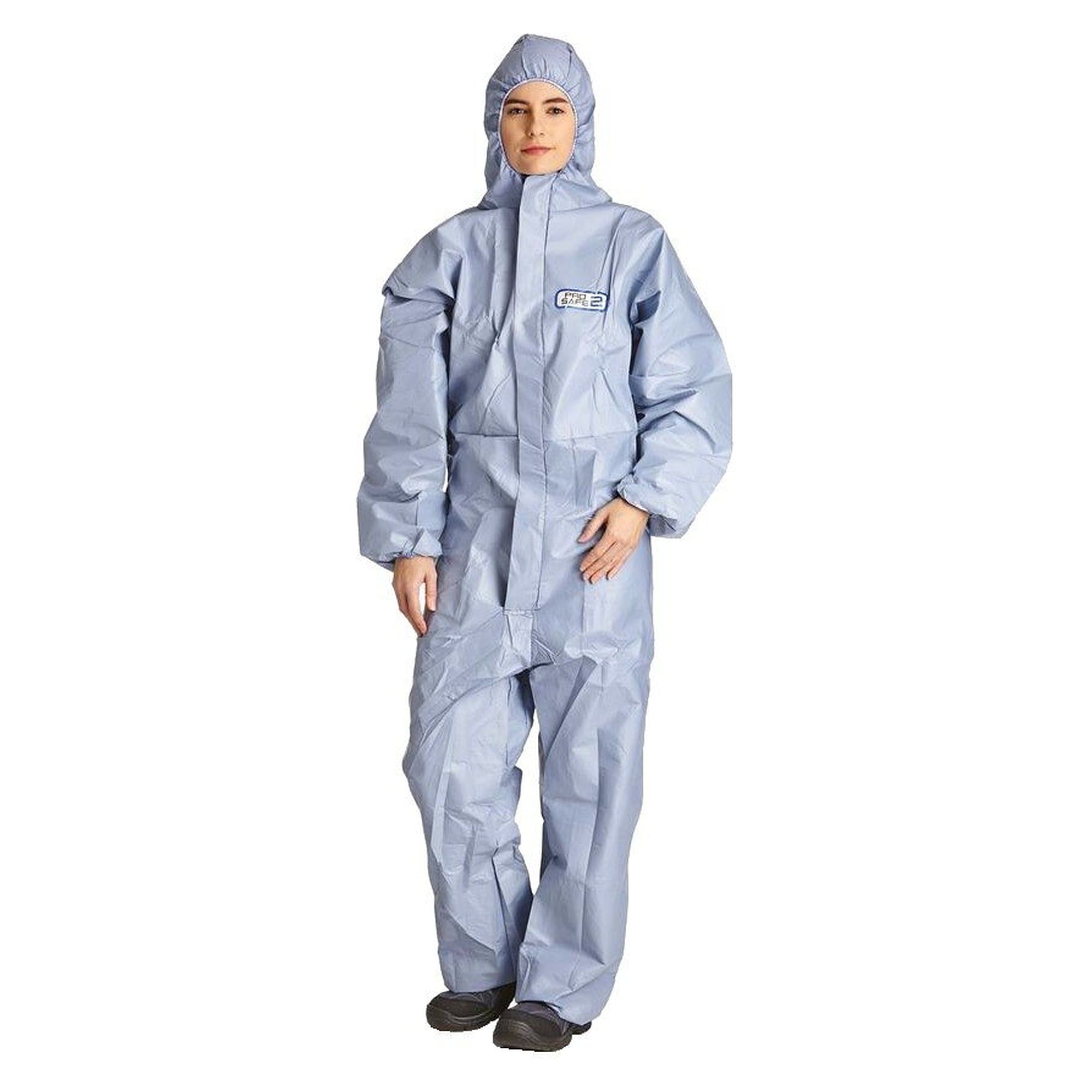 Combinaison jetable ProSafe 2 à capuche, type 5/6, antistatique, salle blanche ISO 7, bleue - DS Safety Wear PS2B