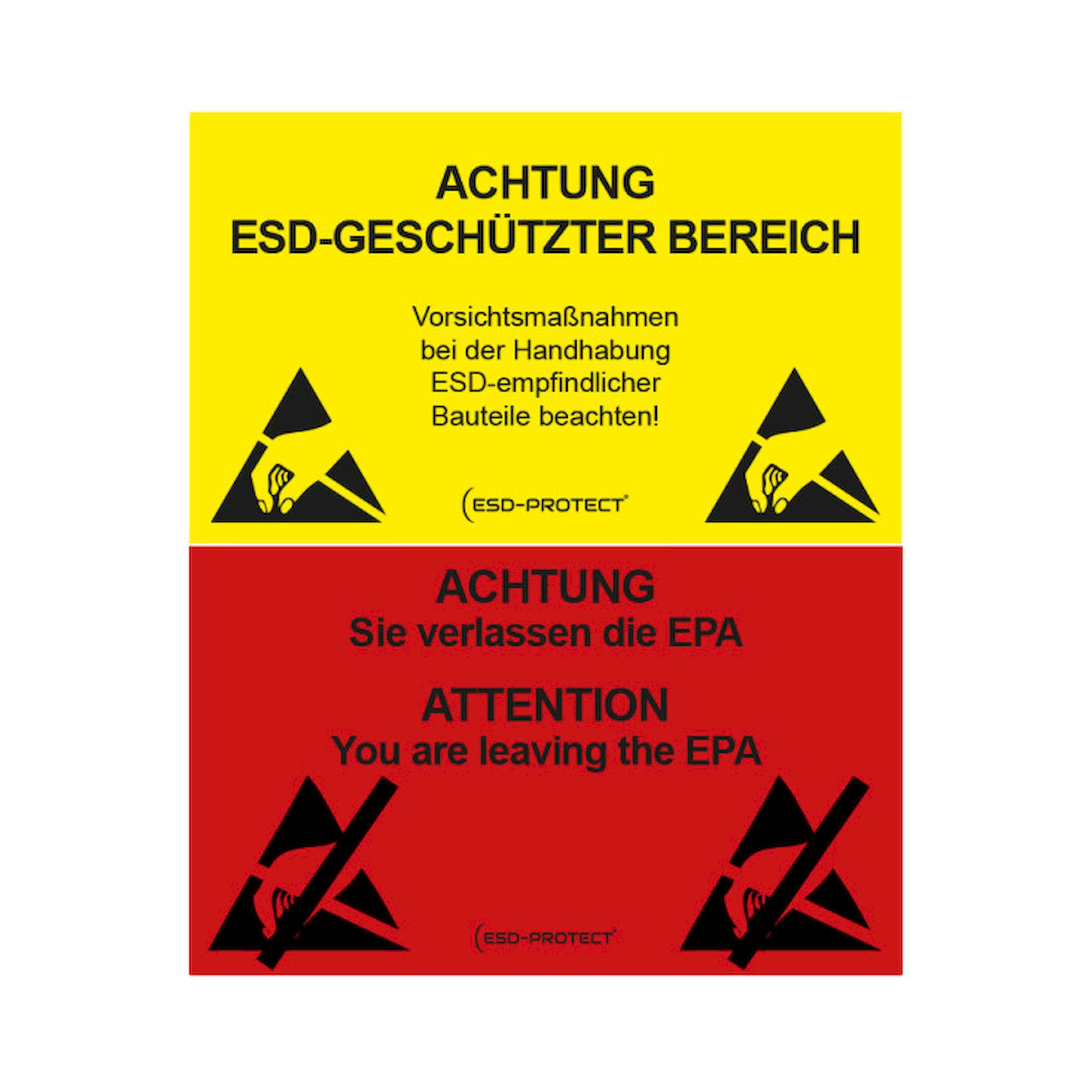 EPA-Warnschild und Ausgang, DE und DE-EN, 500x300