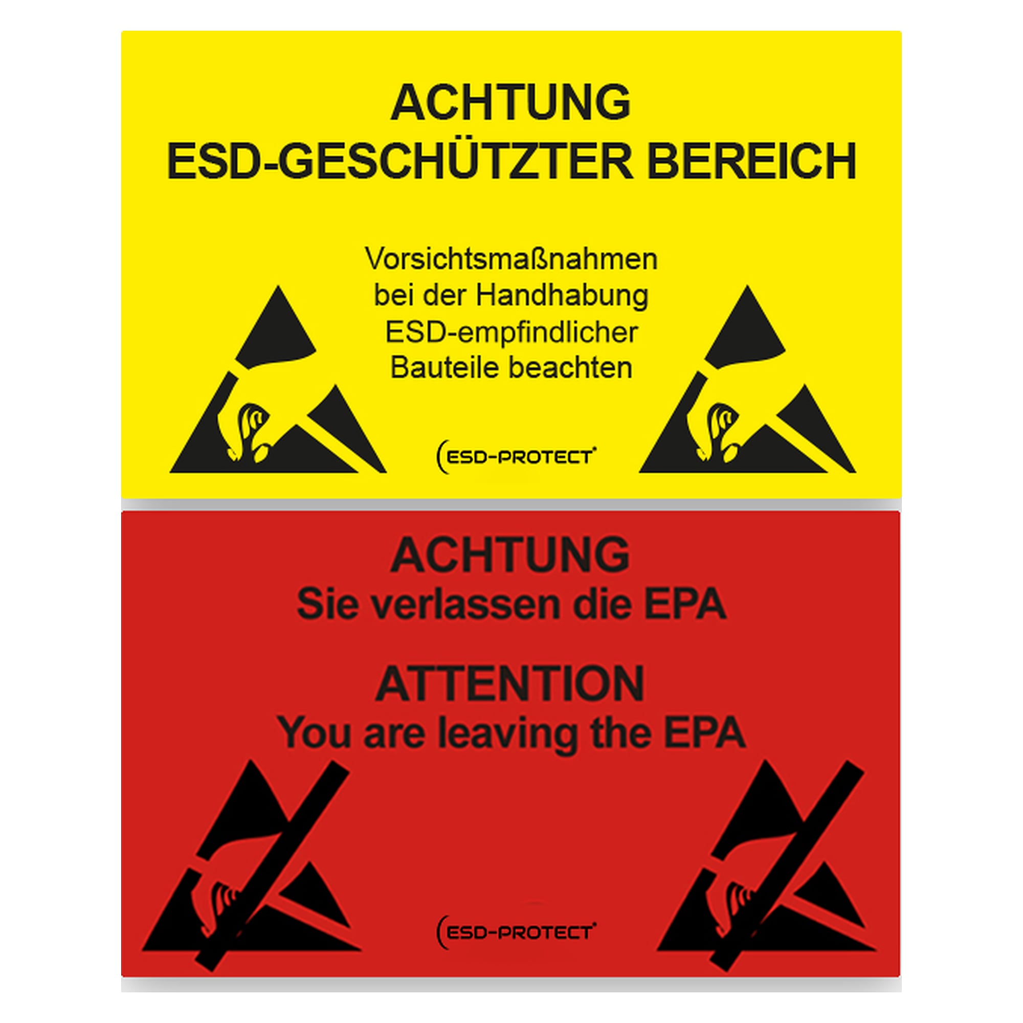 Panneau d'avertissement et de sortie EPA allemand et allemand-anglais, recto-verso, plastique dur, 300 x 150 mm