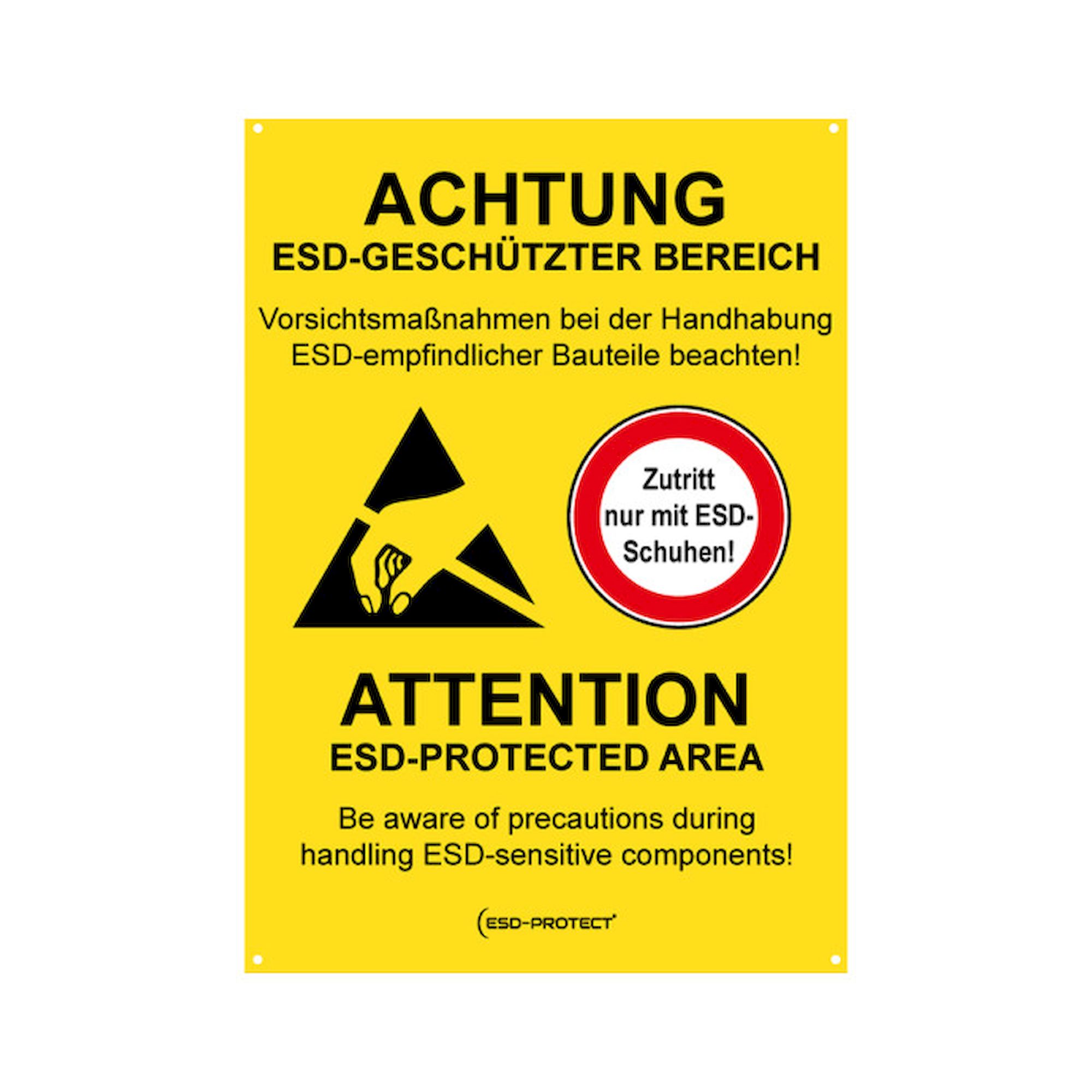 EPA-Warnschild, DE-EN, Hinweis ESD-Schuhe