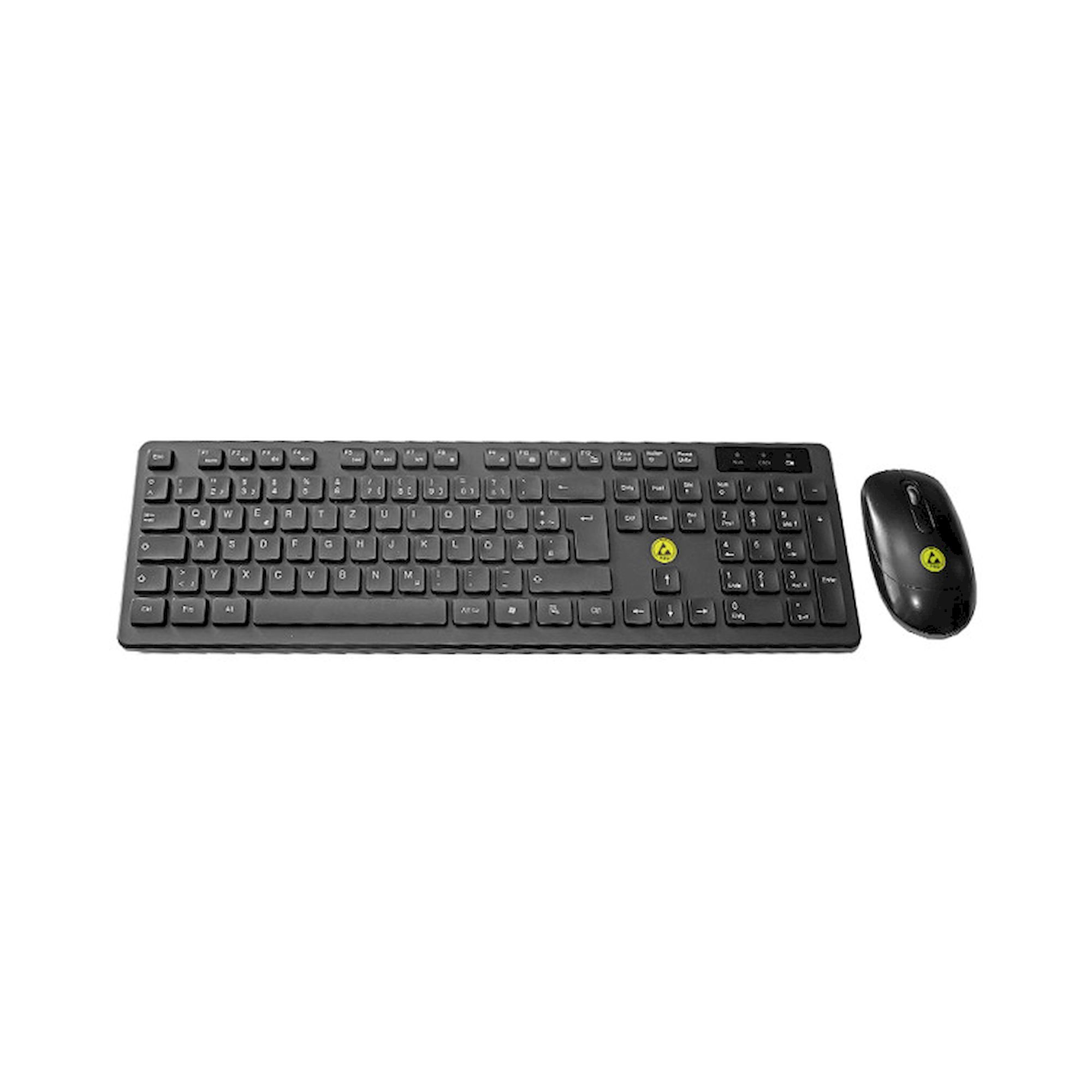 ESD-Computertastatur QWERTZ (Deutsch) und Maus, kabellos