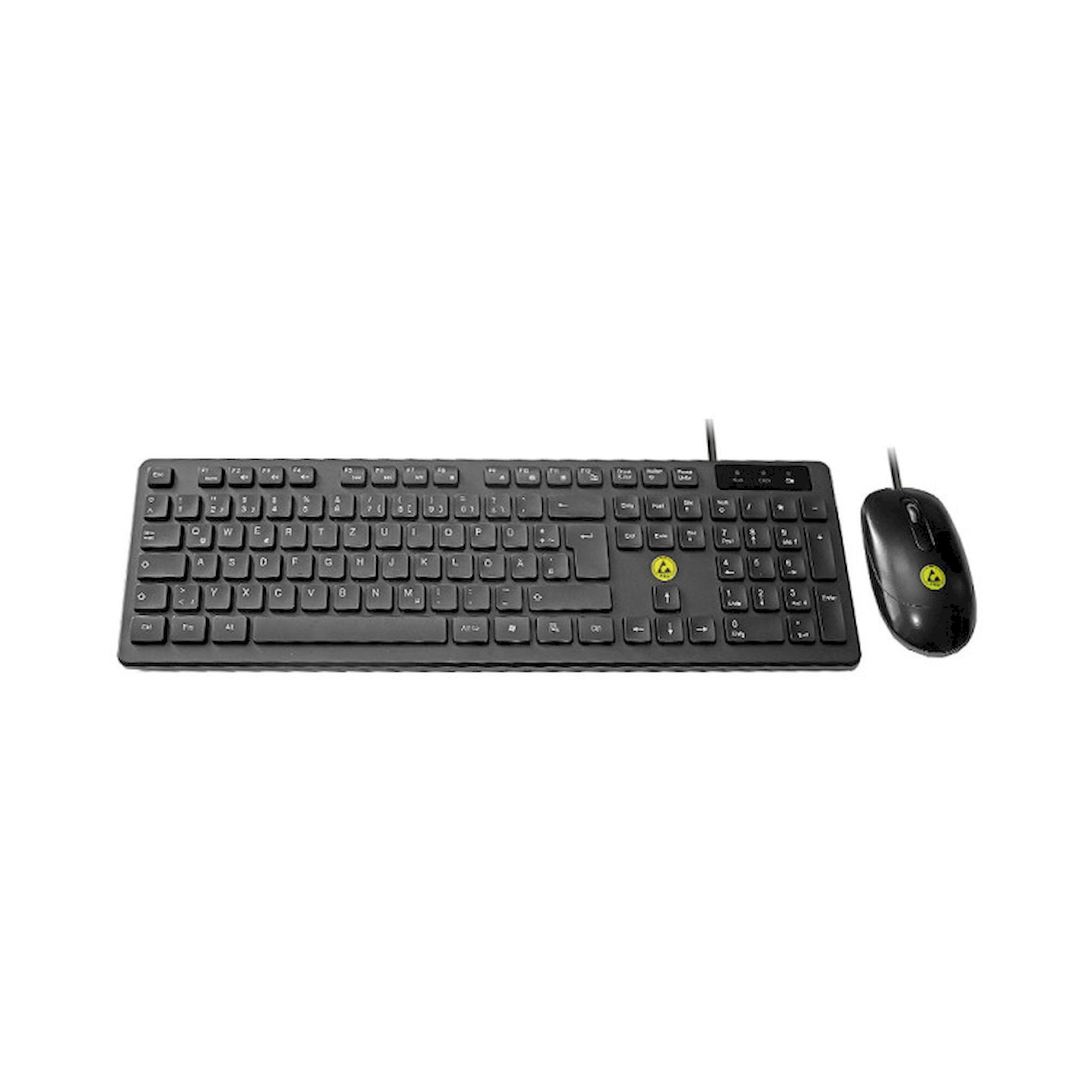 ESD-Computertastatur QWERTZ (Deutsch) und Maus, mit Kabel