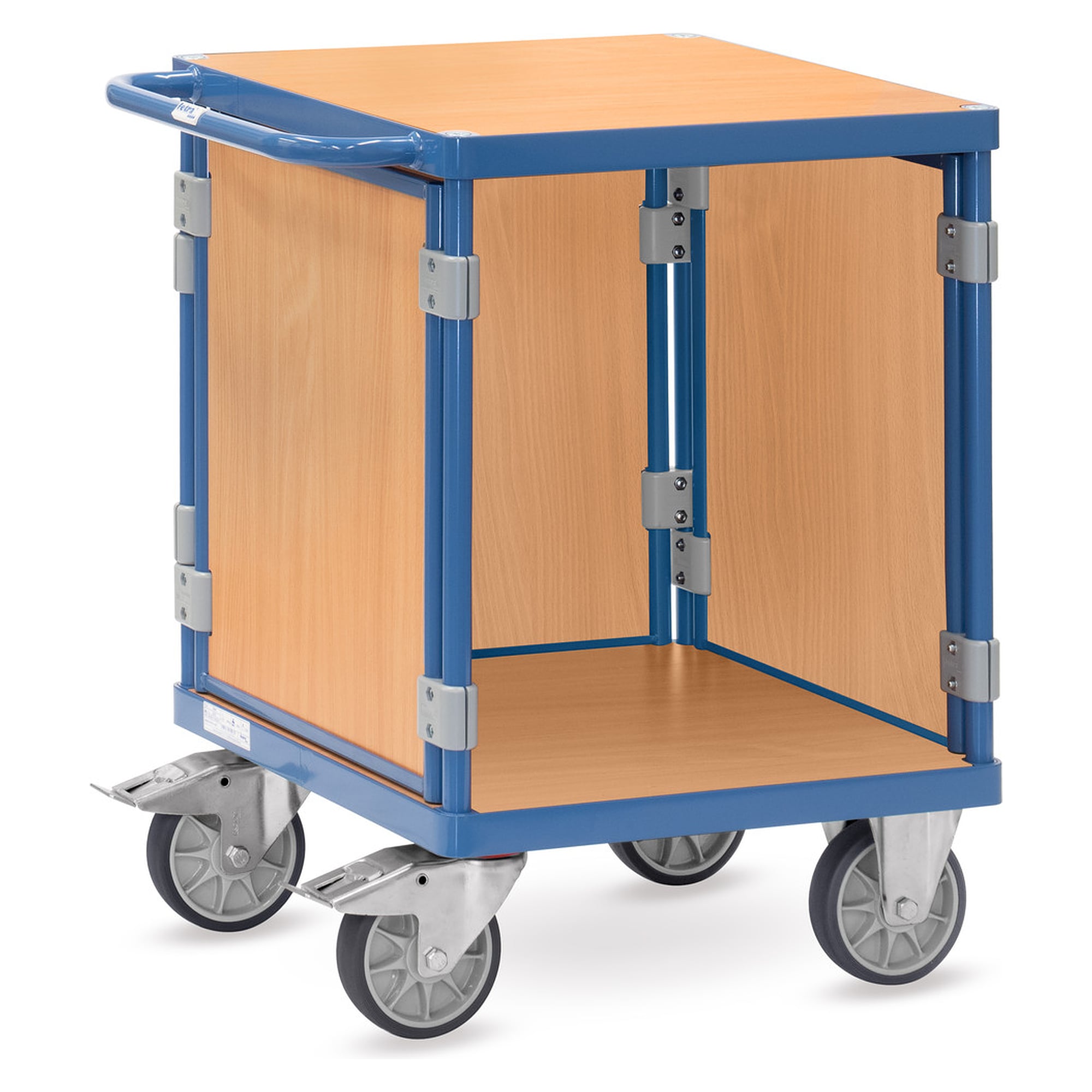 Tischwagen mit 3 Wänden, 250 kg, Ladefläche 600 x 600 mm - Fetra 3496