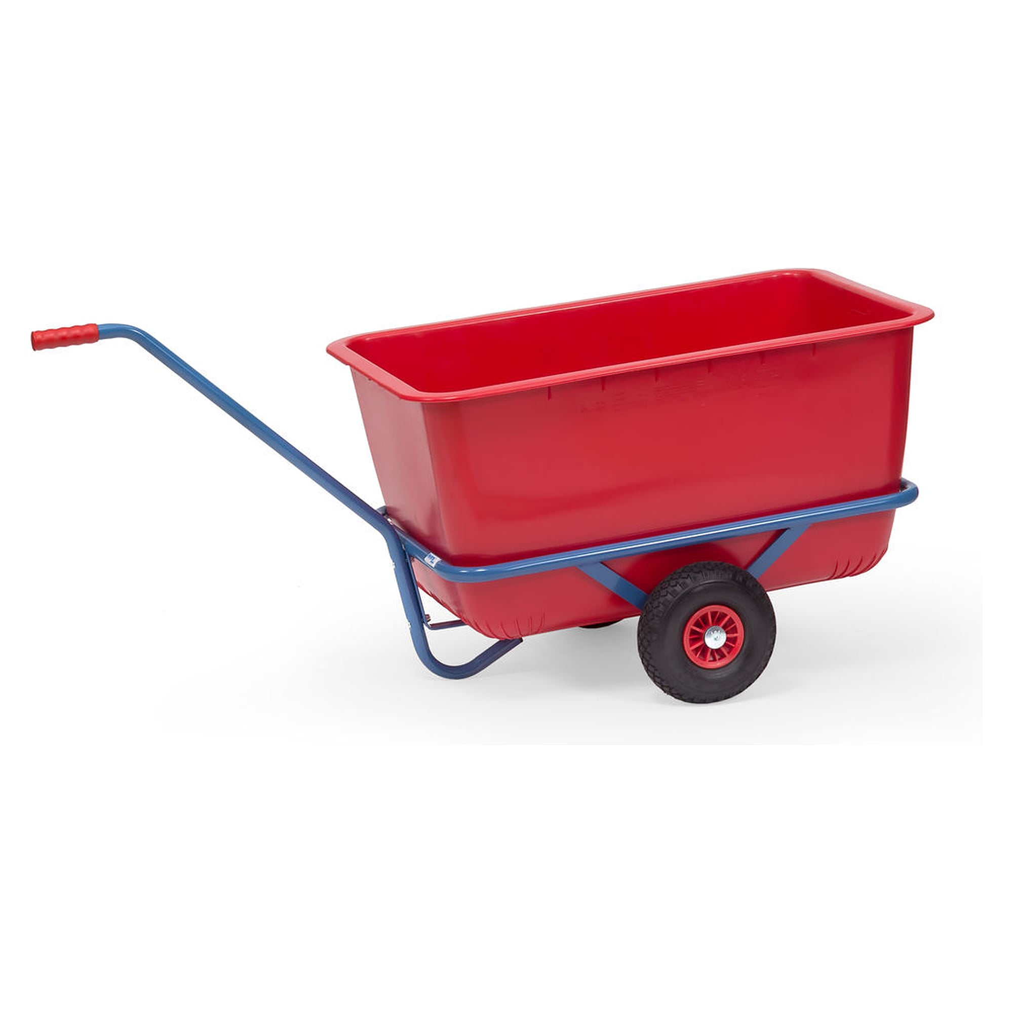 Chariot à main avec bac plastique rouge 200 litres, roues PU 260 mm - Fetra 4102P