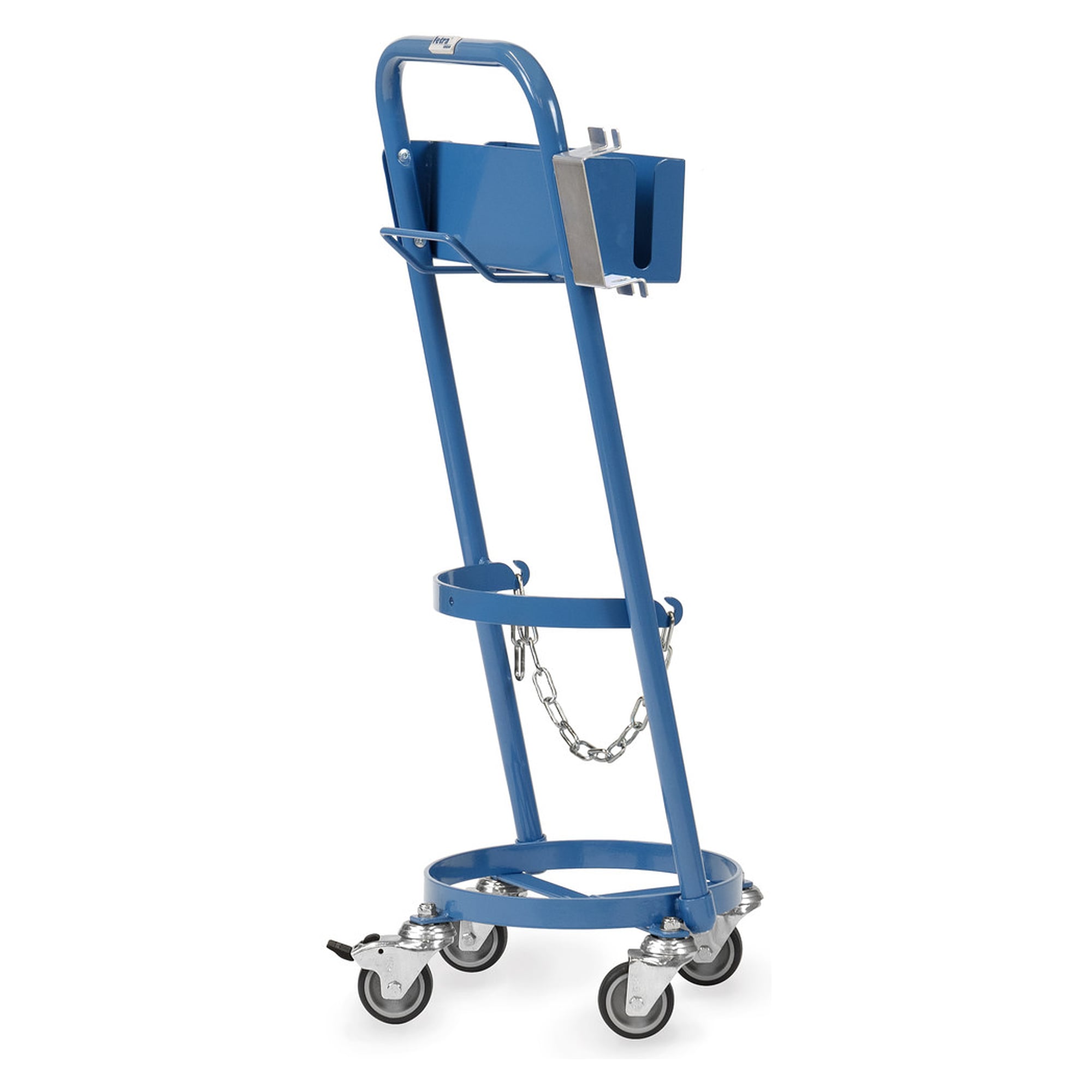 Stahlflaschenroller 80 kg für Propangasflasche 11 kg mit Schiebebügel und Bremse - Fetra 51300T-SB