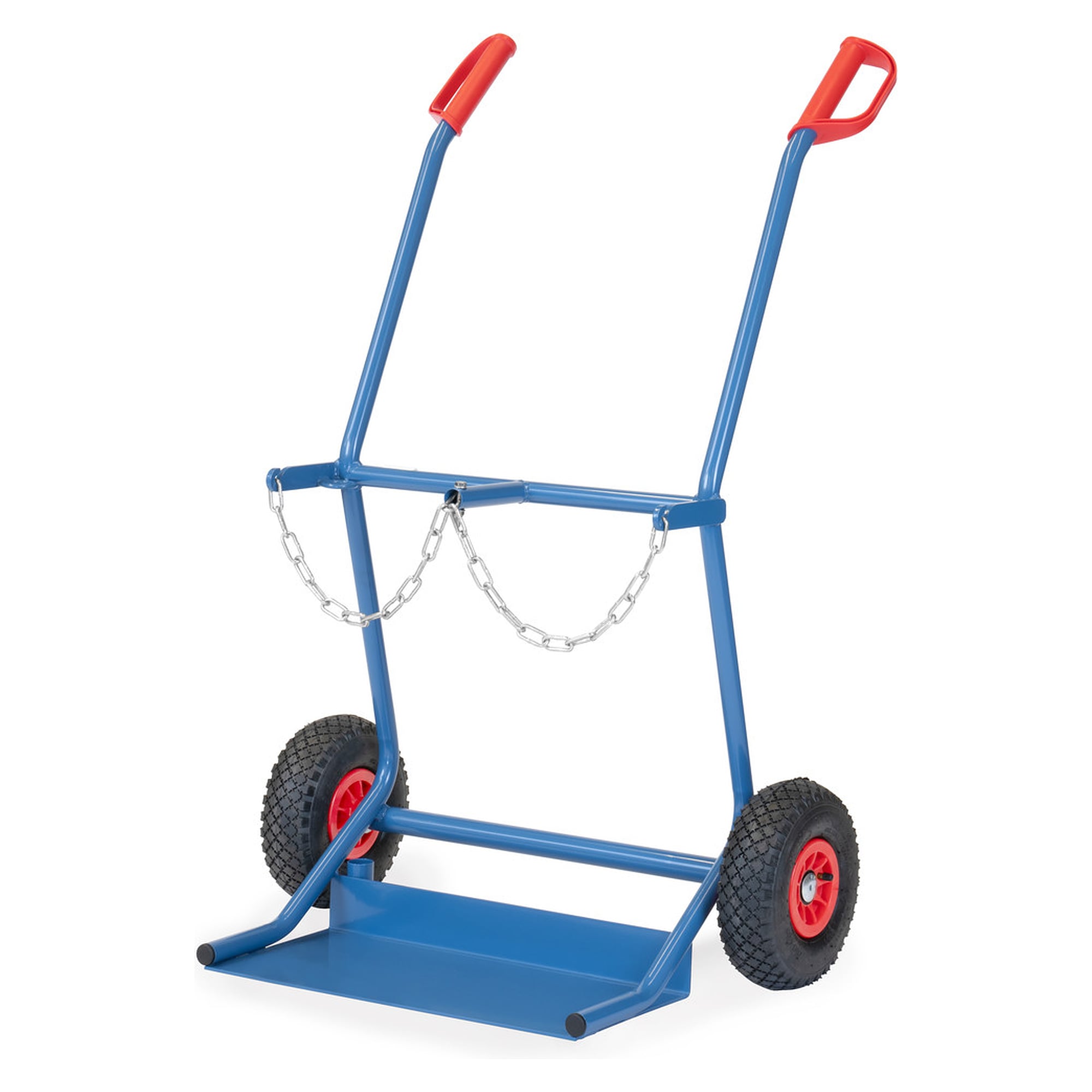 Diable porte-bouteilles 100 kg pour 2 bouteilles de gaz Ø 204 mm, bandages pneumatiques 260 mm - Fetra 52204L