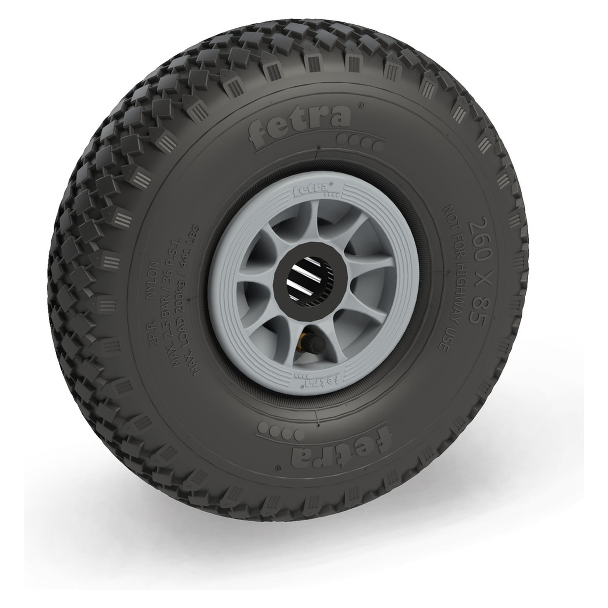 Roue gonflable 260 x 85 mm profil à crampons 4 PR - Fetra 72107G