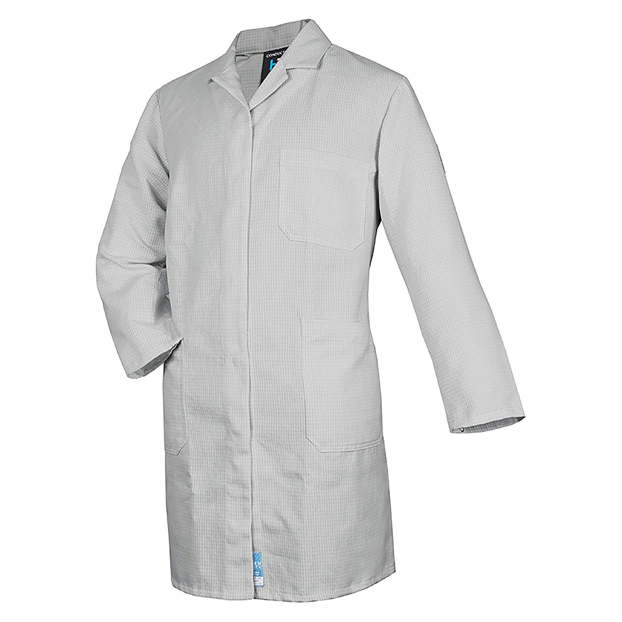 ESD men's coat long sleeve CONDUCTEX, 130 g/m² blended fabric, silver grey - HB Schutzbekleidung 08005 48011 000 50