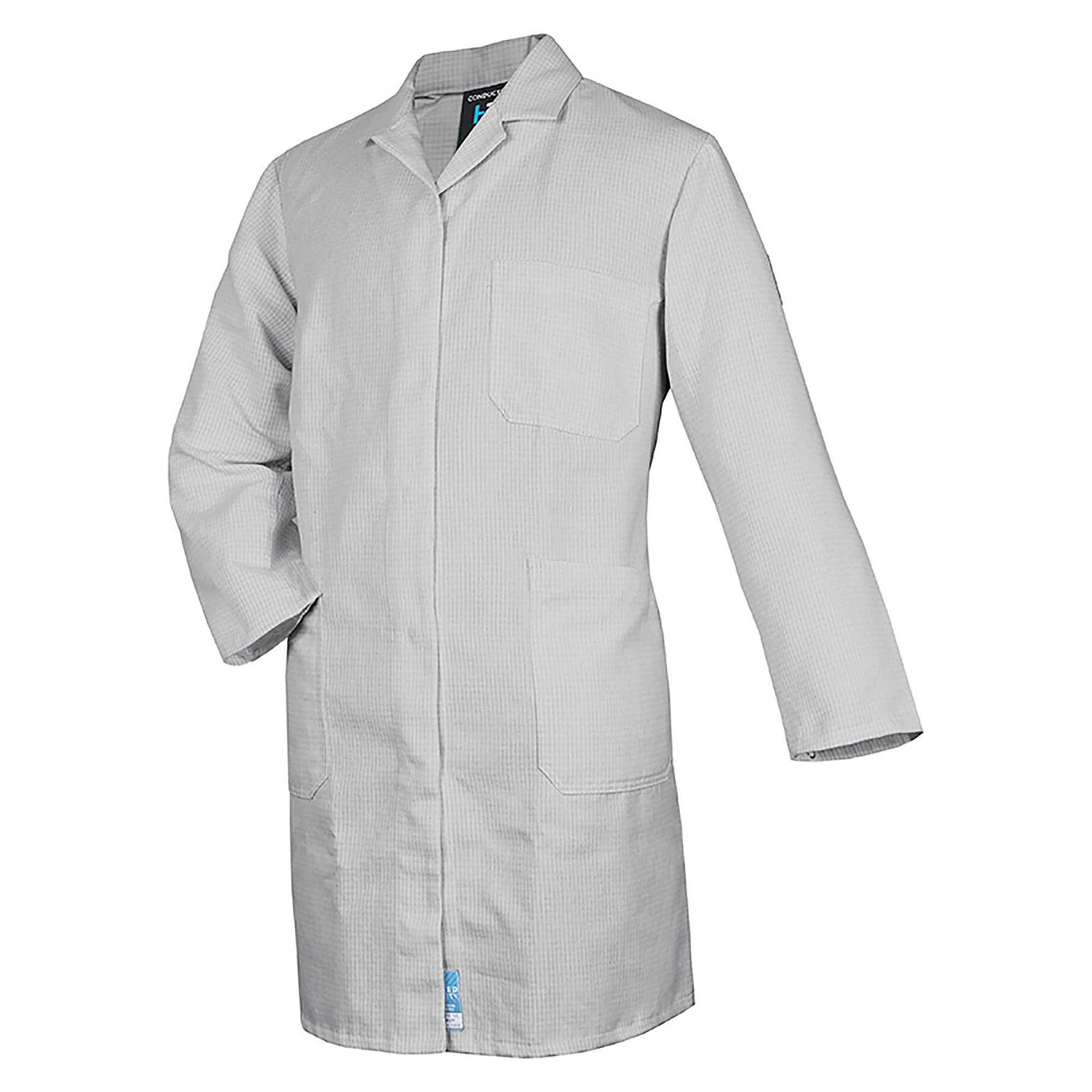 ESD women's coat long sleeve CONDUCTEX, 130 g/m² blended fabric, silver grey - HB Schutzbekleidung 08005 48019 000 50