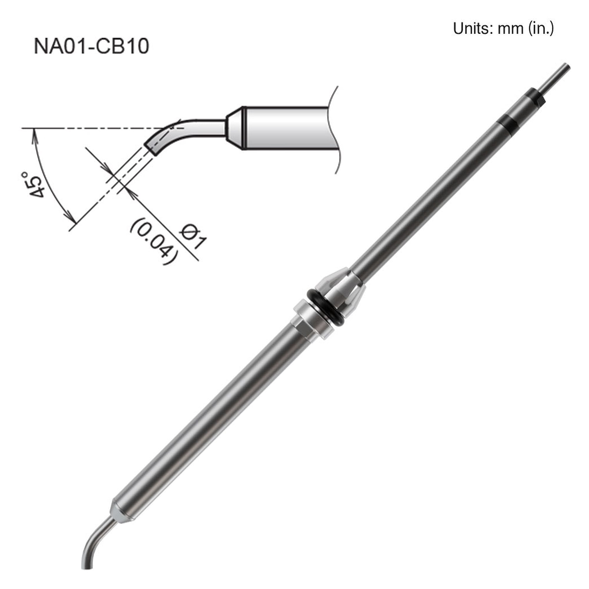 Heißluftdüse gebogen 1mm - Hakko NA01-CB10