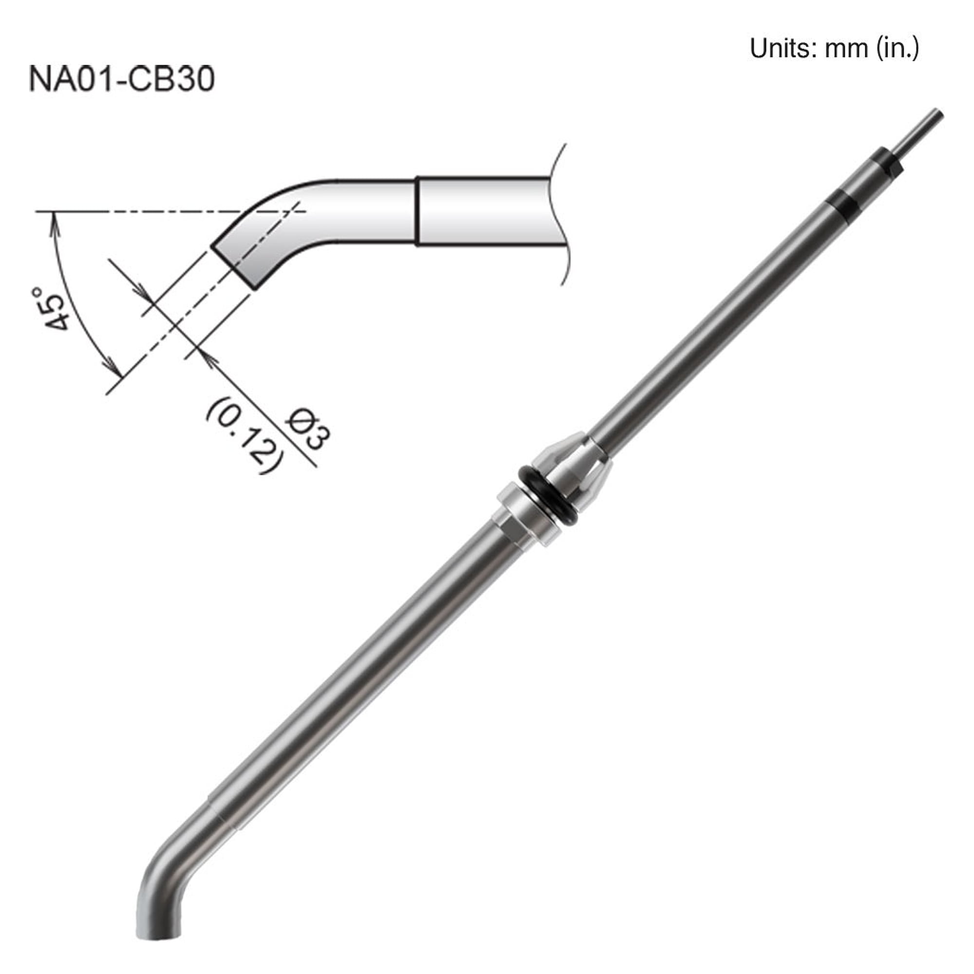 Heißluftdüse gebogen 3mm - Hakko NA01-CB30