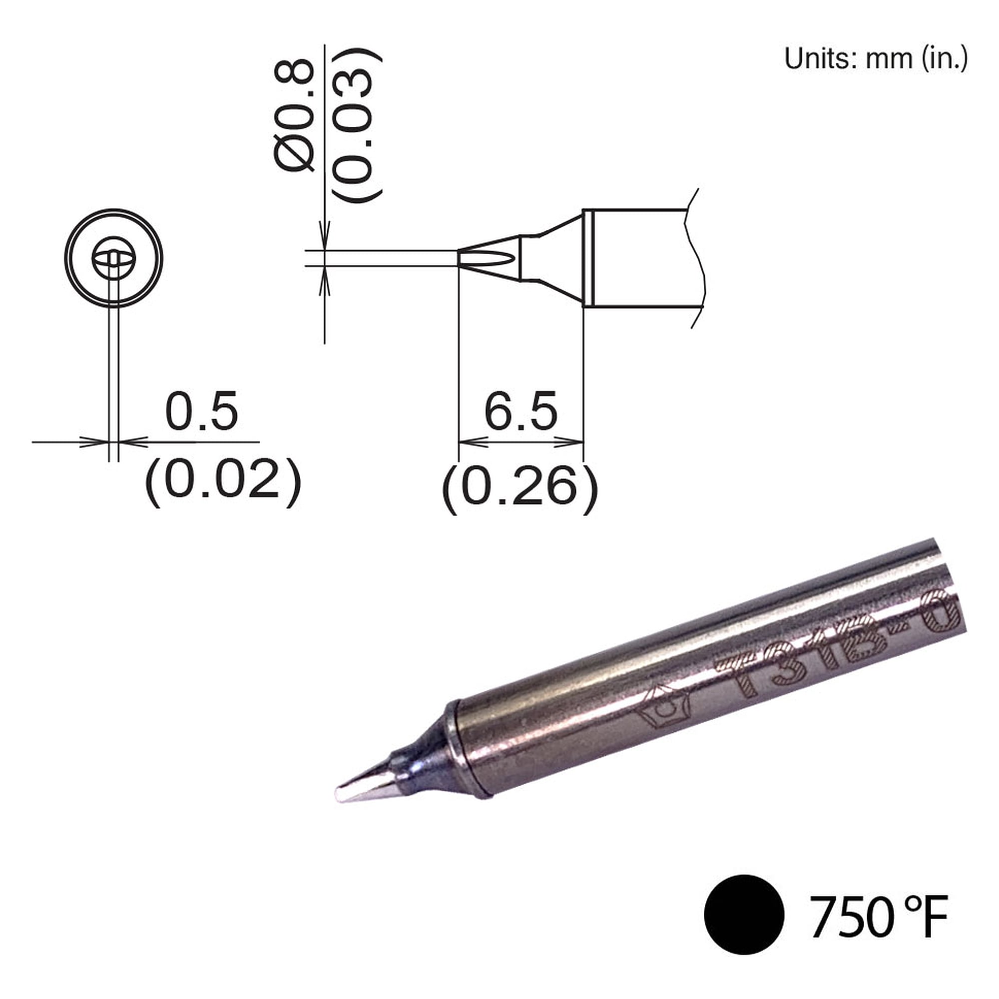 Soldering Tip Composite 0.8mm - Hakko T31B-02D08