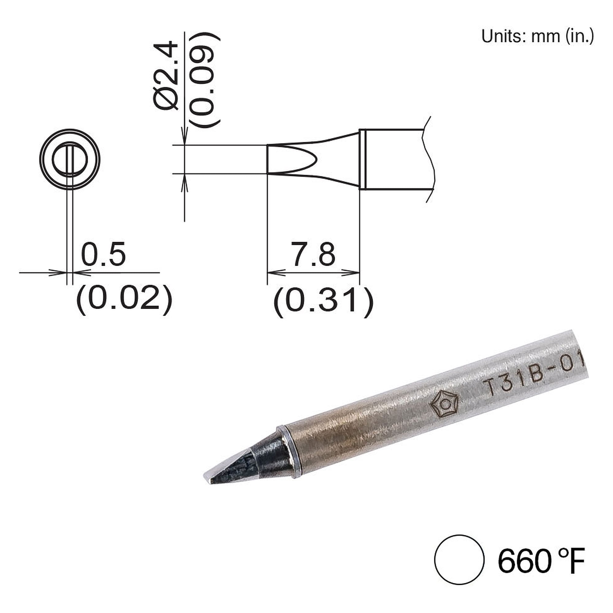 Soldering Tip Chisel 2.4mm 350°C - Hakko T31B-03D24