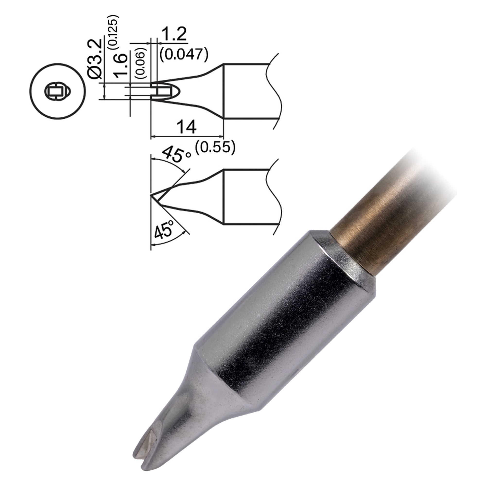 Aktive Lötspitze 1632DR V-Nut - Hakko T37-DR1632