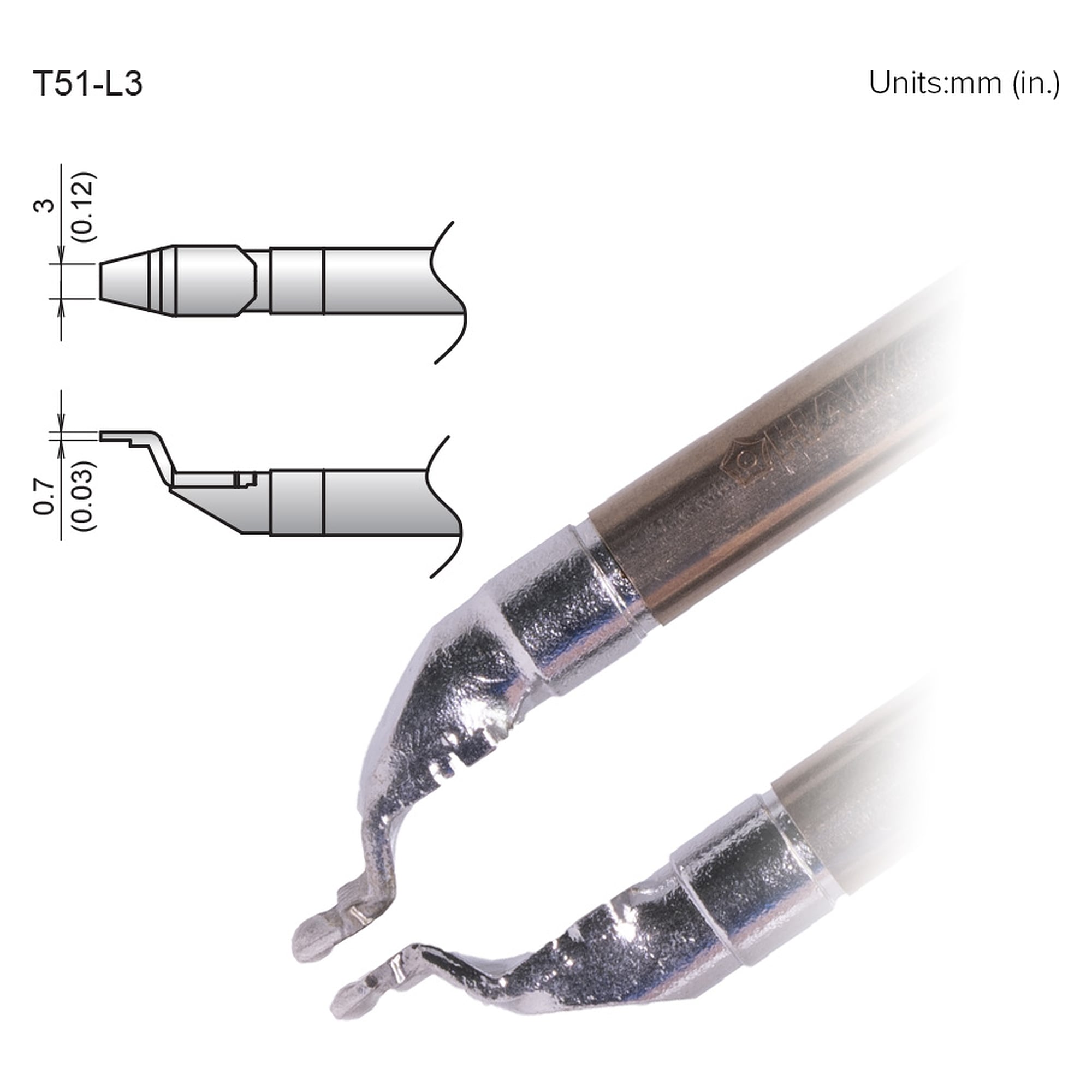 Aktive Lötspitze Chip 3L - Hakko T51-L3