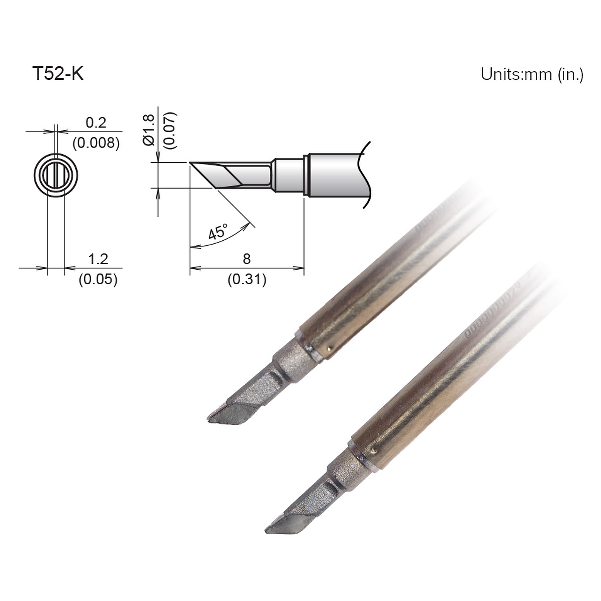Aktive Lötspitzen Format K - Hakko T52-K