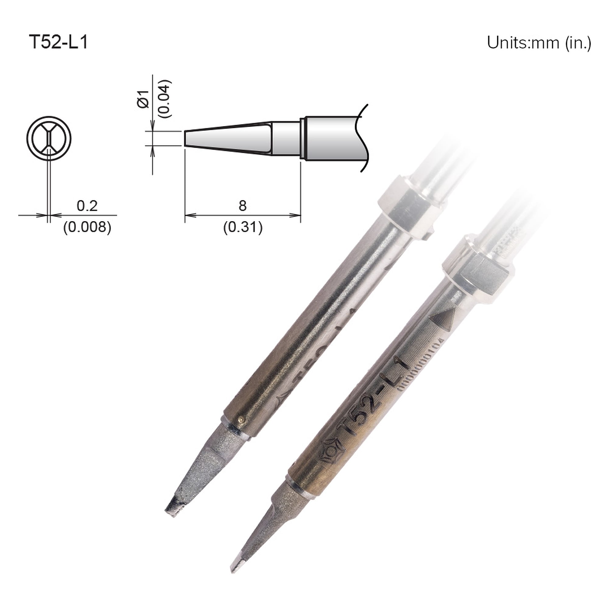 Active Soldering Tip Format 1L - Hakko T52-L1