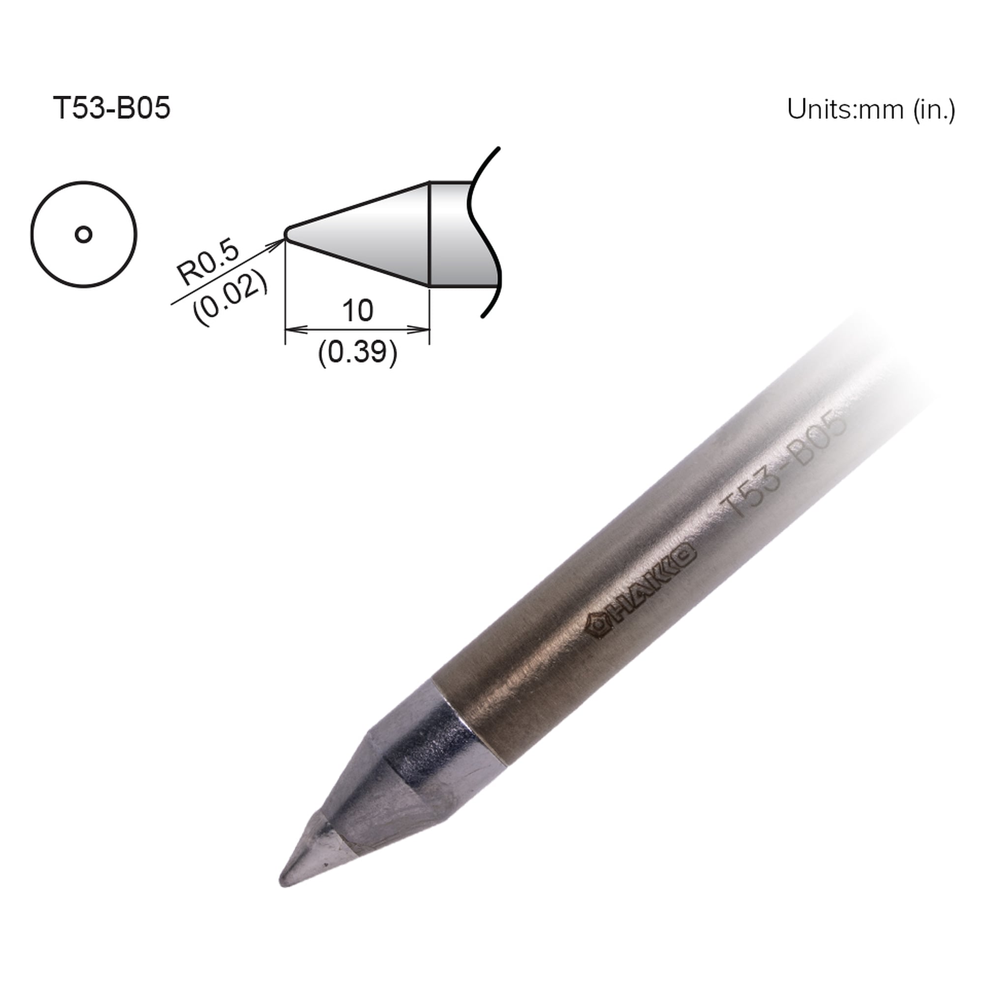 Soldering Tip 0.5B Format - Hakko T53-B05