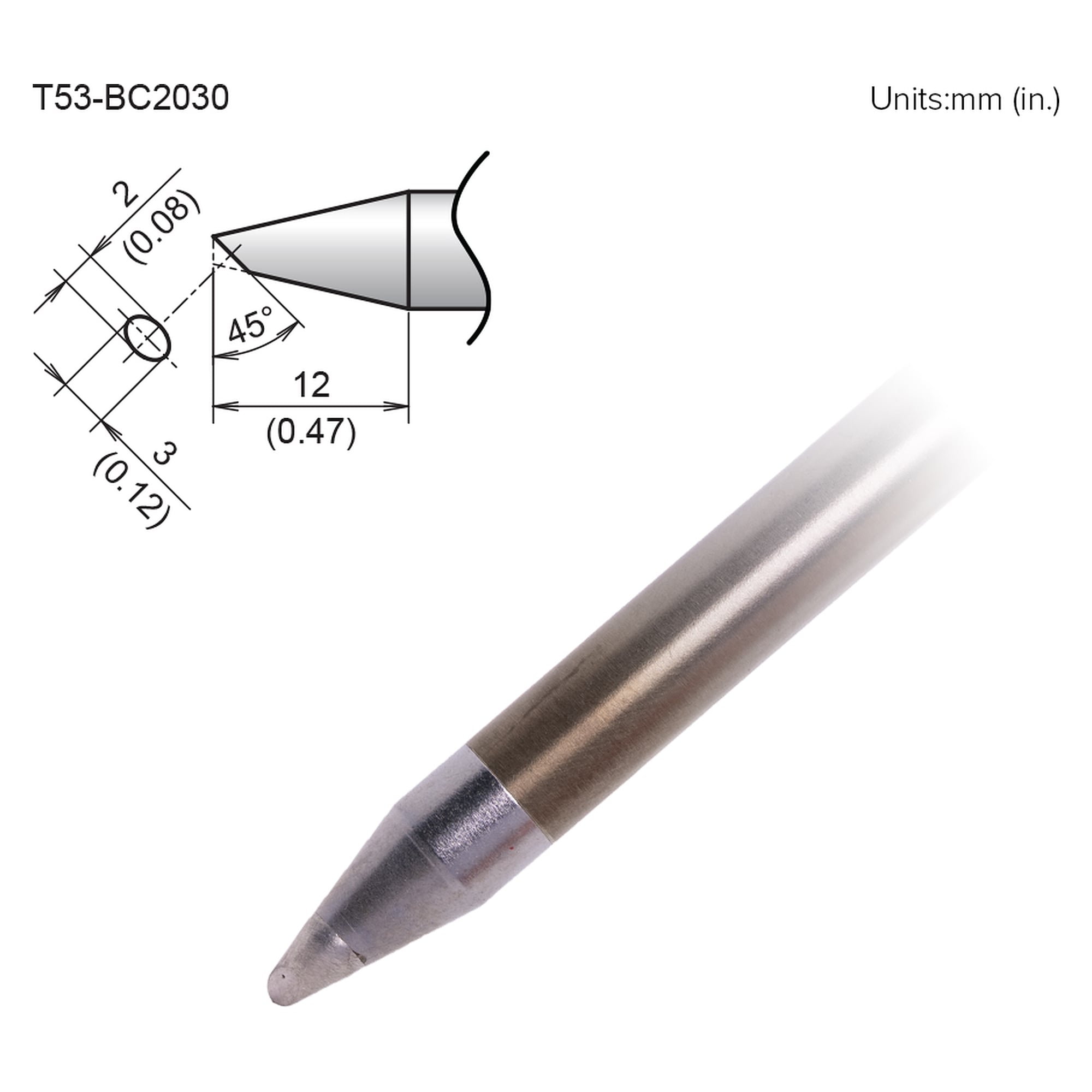 Active Soldering Tip 2030BC Format - Hakko T53-BC2030