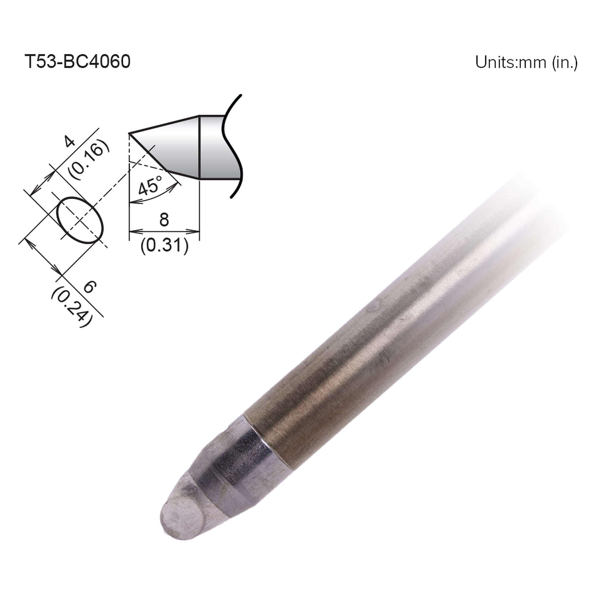 Active Soldering Tip 4060BC Format - Hakko T53-BC4060
