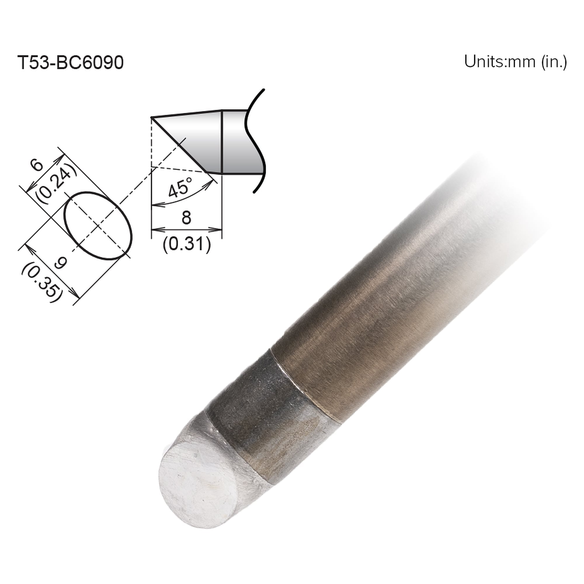 Active Soldering Tip 6090BC Format - Hakko T53-BC6090