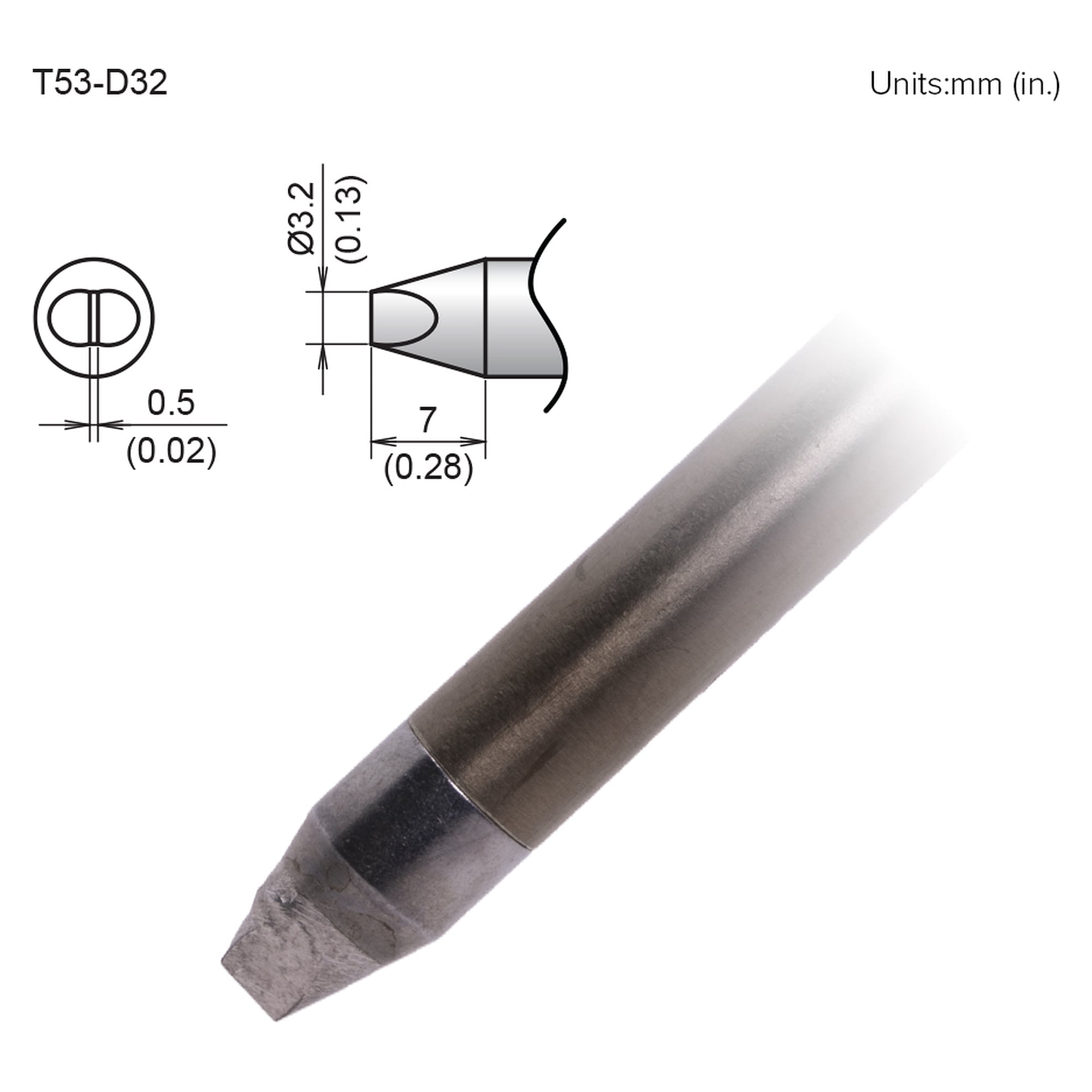 Soldering Tip 3.2mm D-Format - Hakko T53-D32
