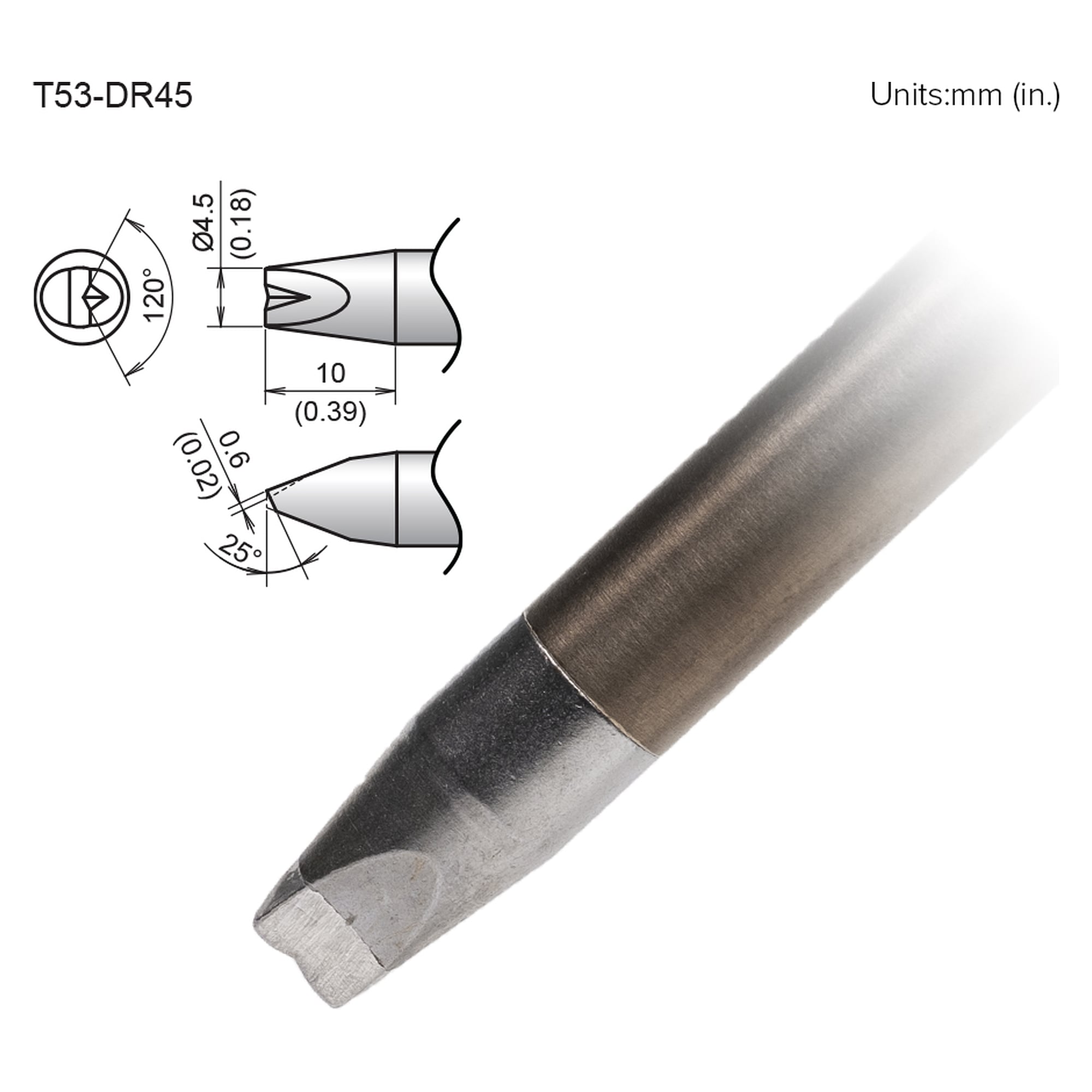 Soldering Tip 4.5DR V-Groove - Hakko T53-DR45
