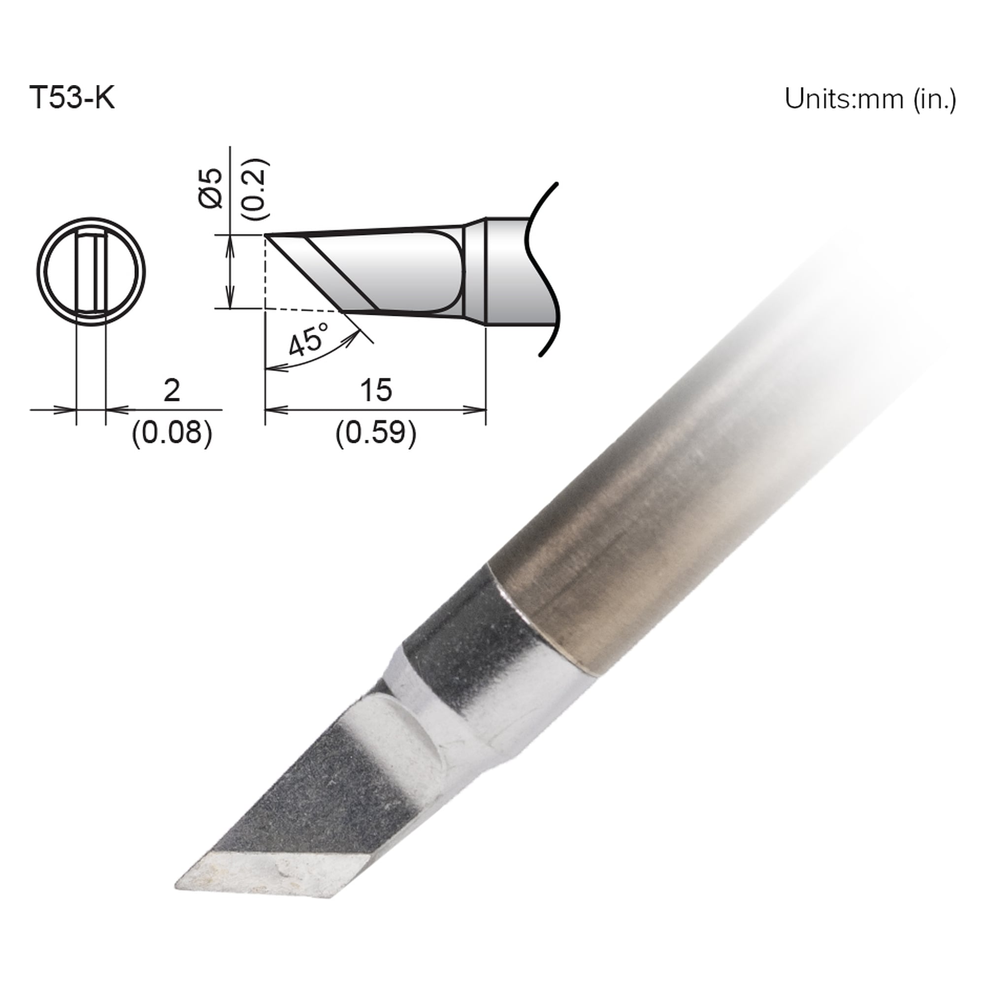 Active Soldering Tip K Format - Hakko T53-K