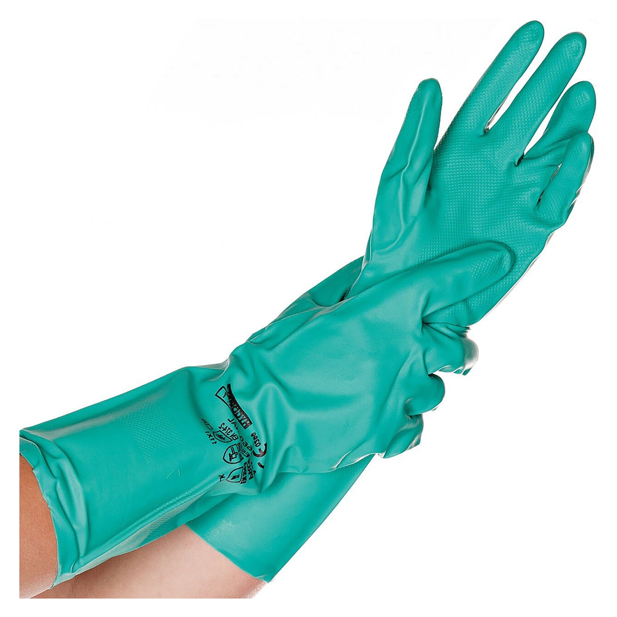 Chemikalienschutzhandschuh Nitril PROFESSIONAL, 34 cm, 0,4 mm, baumwollbeflockt, grün - Franz Mensch 2660