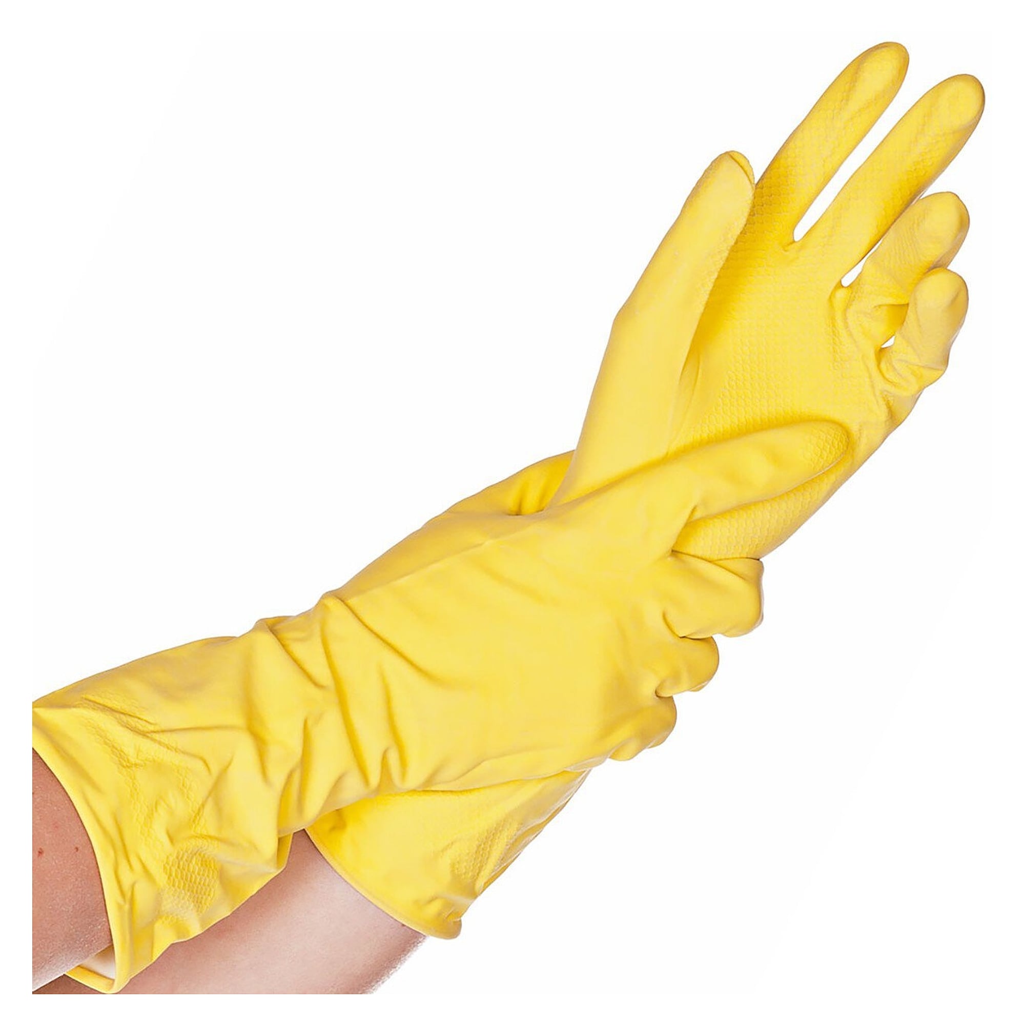 Haushaltshandschuh BETTINA SOFT, weicher Naturlatex, baumwollbeflockt, gelb - Franz Mensch Hygostar-25827