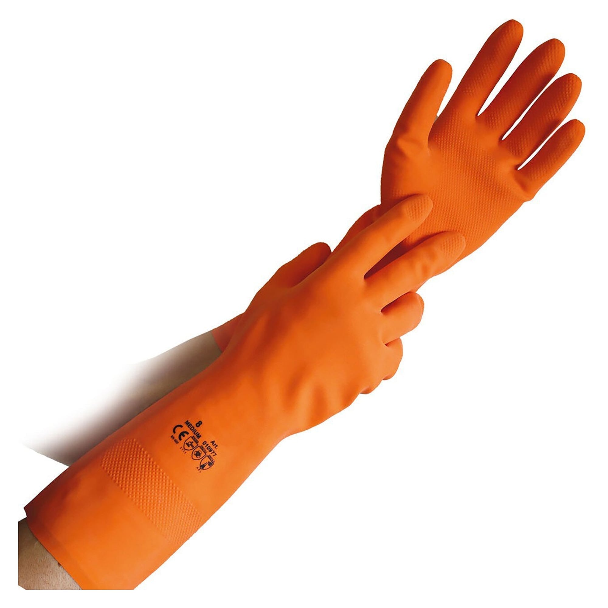 Chemikalienschutzhandschuhe Triplex, dreifach latexgetaucht, 33 cm, 0,7 mm, orange - Franz Mensch Hygostar-25903