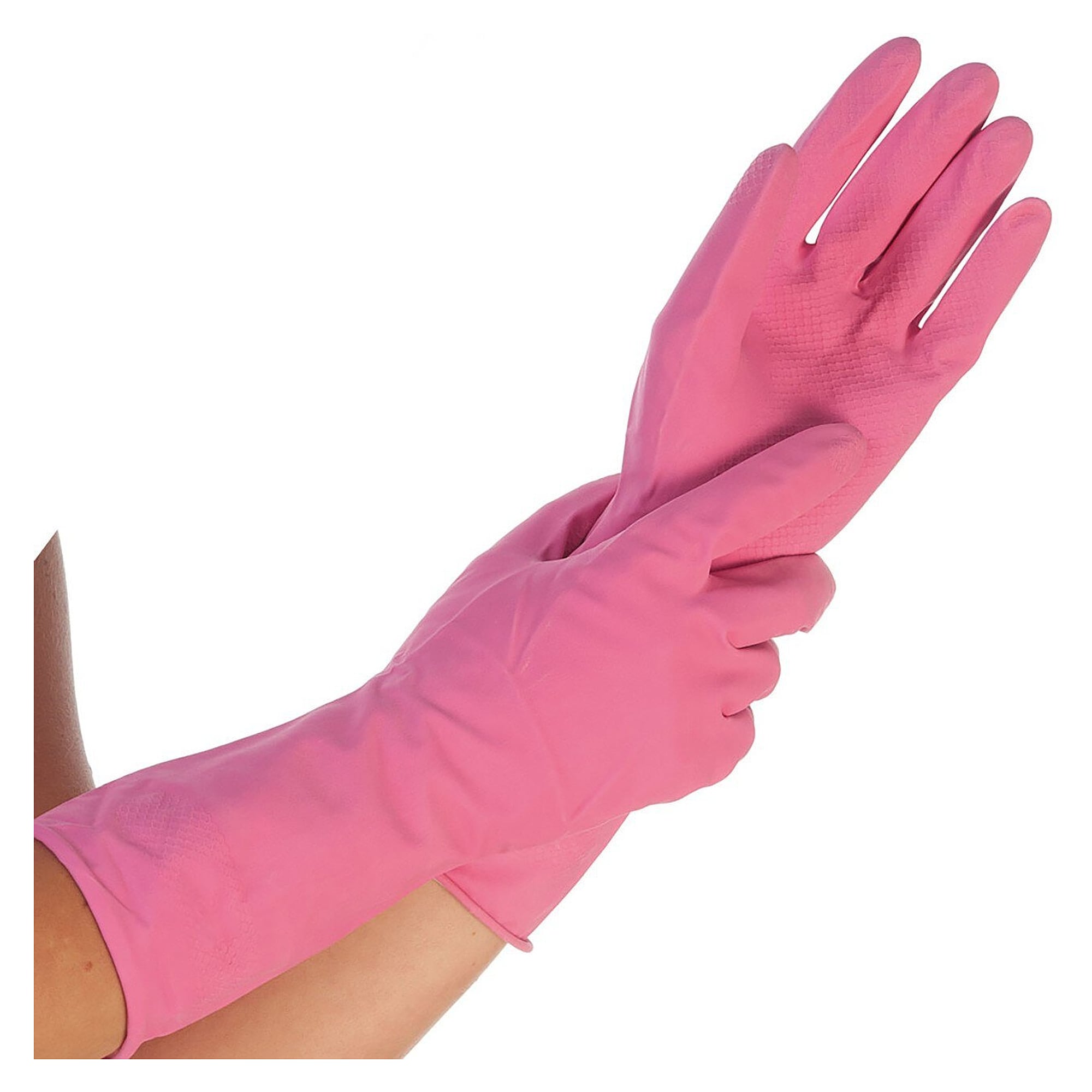 Haushalts- und Reinigungshandschuh BETTINA, Latex, baumwollbeflockt, 30 cm, pink - Franz Mensch Hygostar-25905