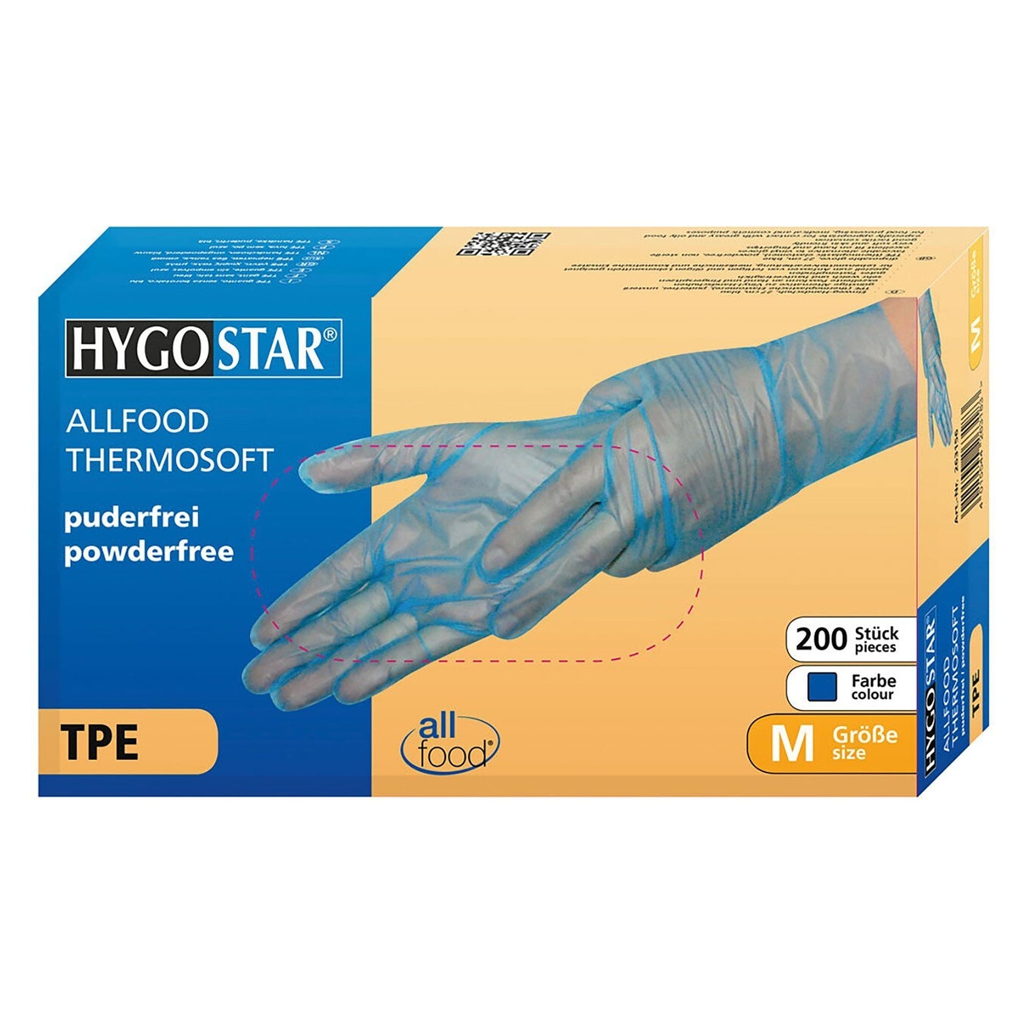 TPE-Einweghandschuhe Allfood Thermosoft, puderfrei, für fettige Lebensmittel, blau - Franz Mensch Hygostar-263116