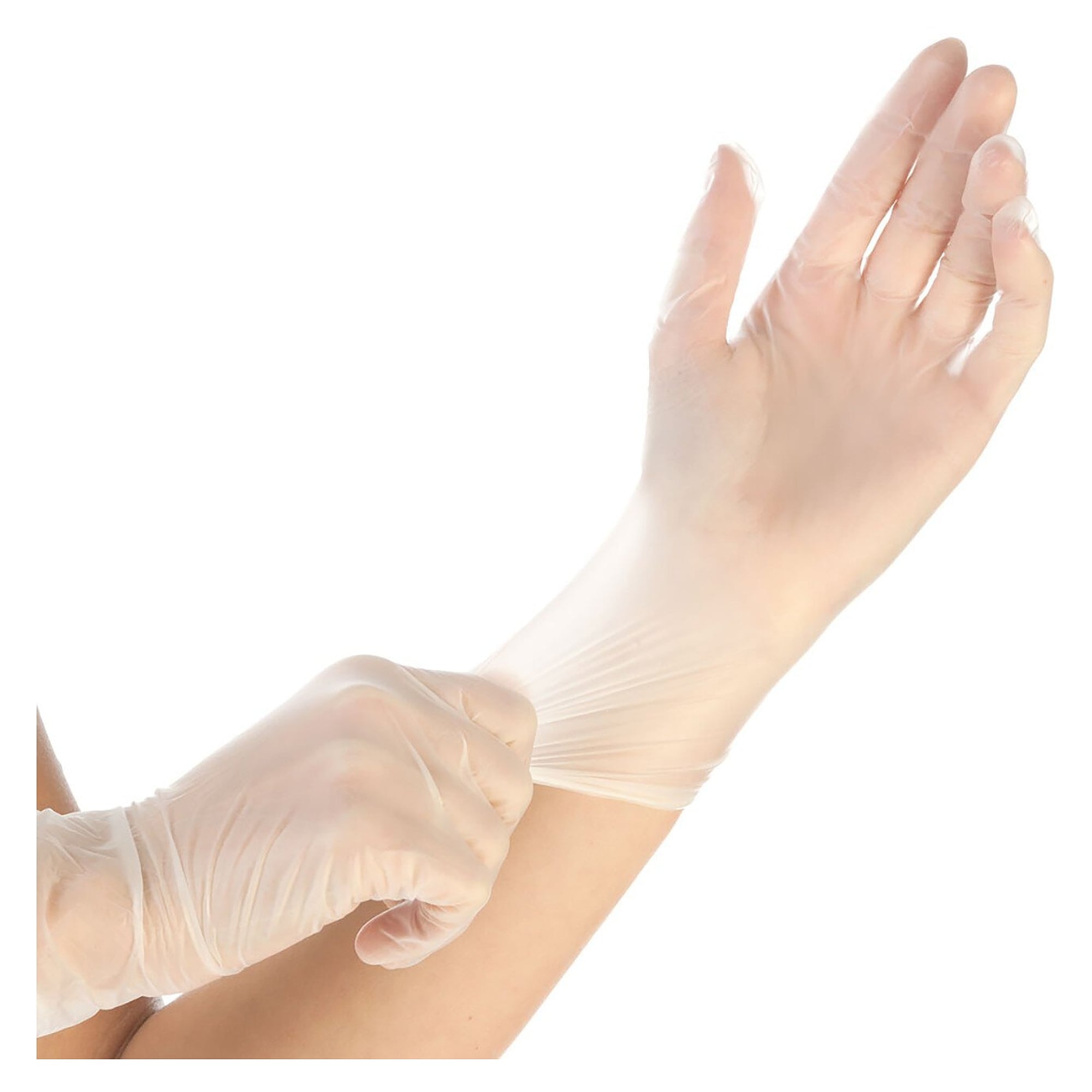 Gants jetables vinyle Ideal, non poudrés, qualité légère, 24 cm, blancs - Franz Mensch Hygostar-2680