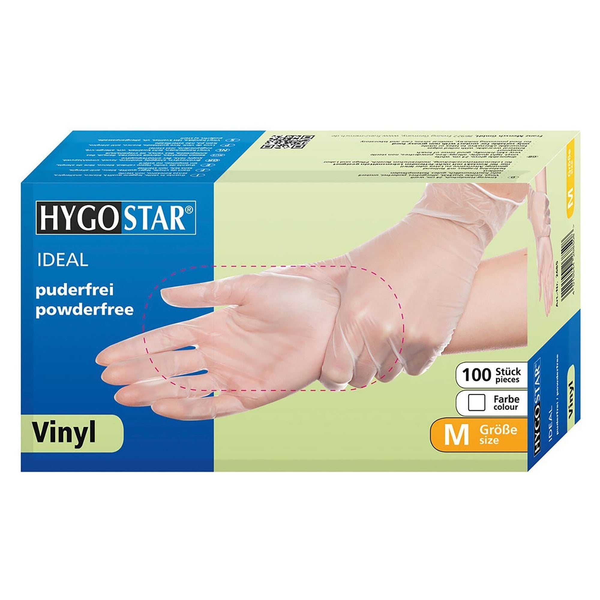 Vinyl-Einweghandschuhe Ideal, puderfrei, leichte Qualität, 24 cm, weiß - Franz Mensch Hygostar-2680